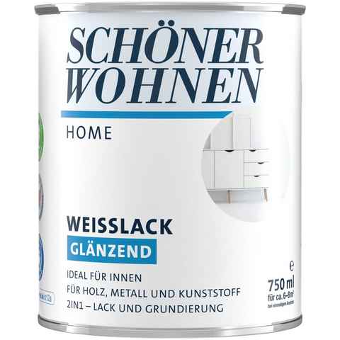 SCHÖNER WOHNEN FARBE Weißlack Home Weißlack, 750 ml, weiß, glänzend, ideal für innen