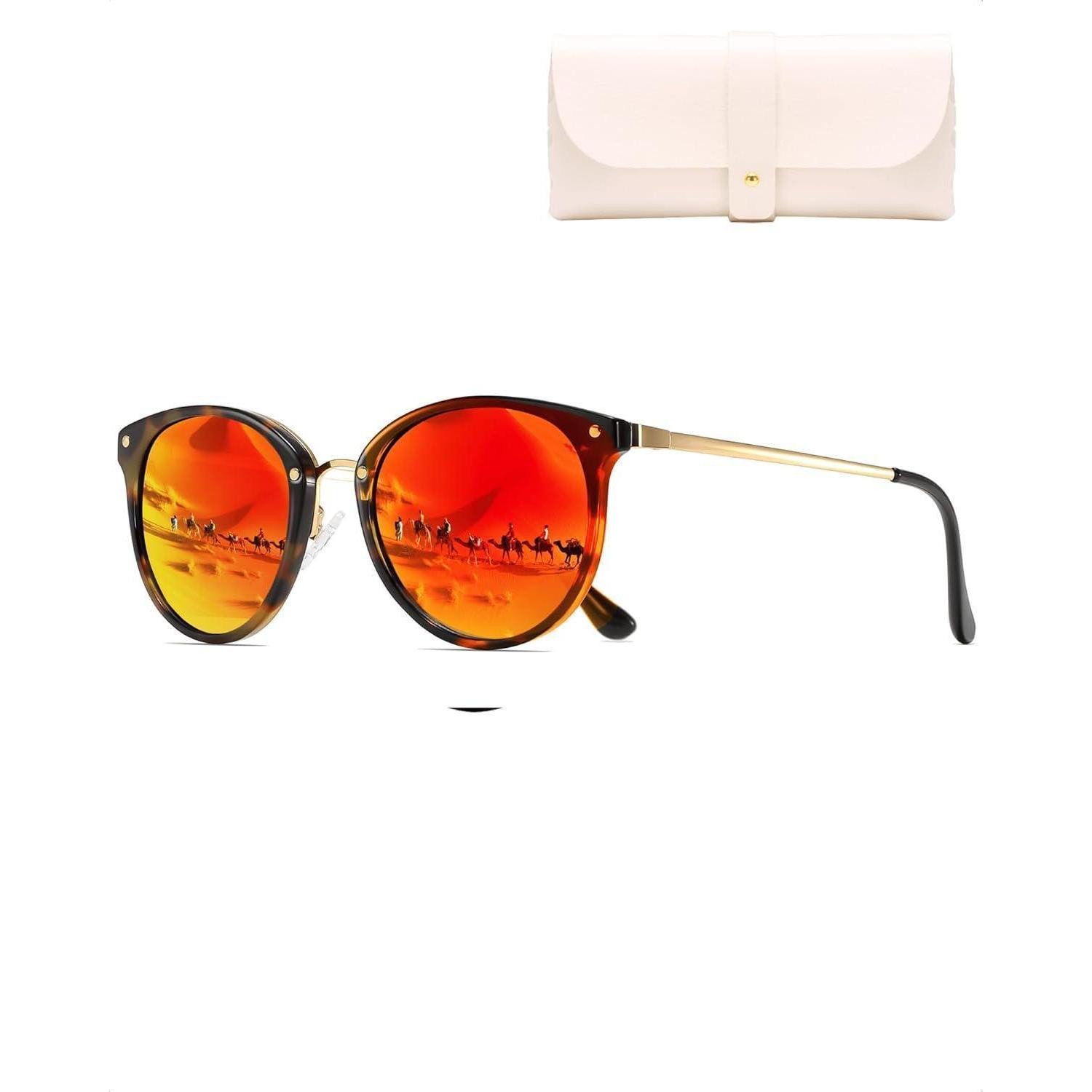 LuxusKollektion Retrosonnenbrille Sonnenbrille Polarisierte Damen Herren Rot Lens & Bernstein Rahmen
