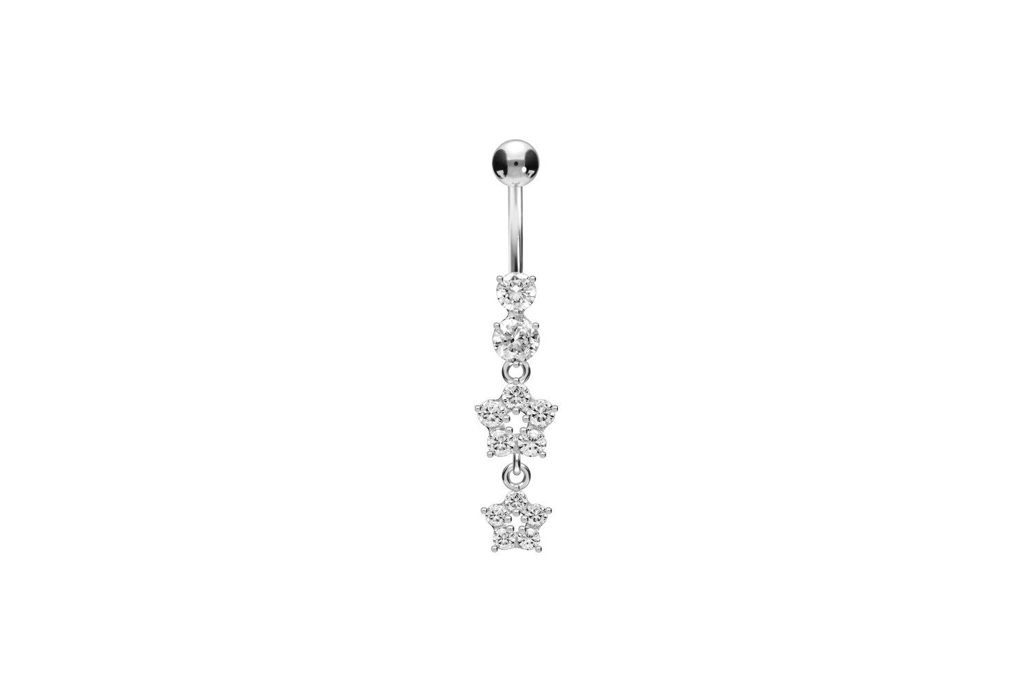 PIERCINGLINE Bauchnabelpiercing Titan Bananabell mit 925er Silber-Design 2 KRISTALLBLUMEN (Bananabells, 1-tlg)
