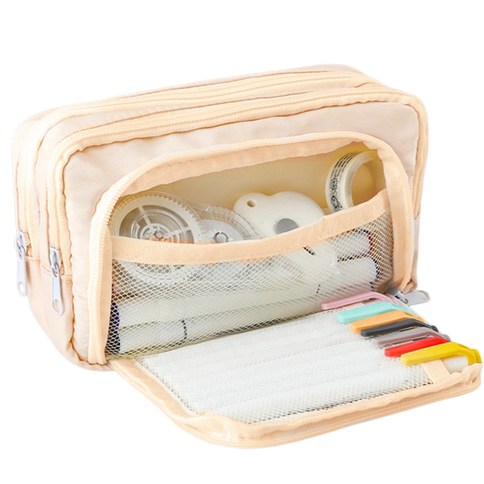 Diwzbyn Federmäppchen Federmäppchen mit großer Kapazität, ästhetisches Mäppchen mit Fächern, Tragbare Federtasche für Schule, Uni und Büro