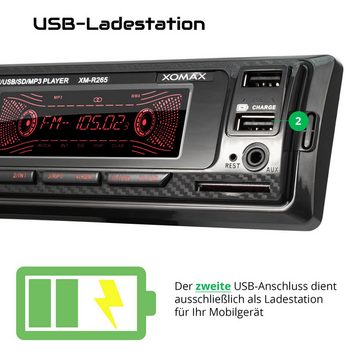 XOMAX XM-R265 Autoradio mit Bluetooth, 2. USB mit Ladefunktion SD AUX 1 DIN Autoradio