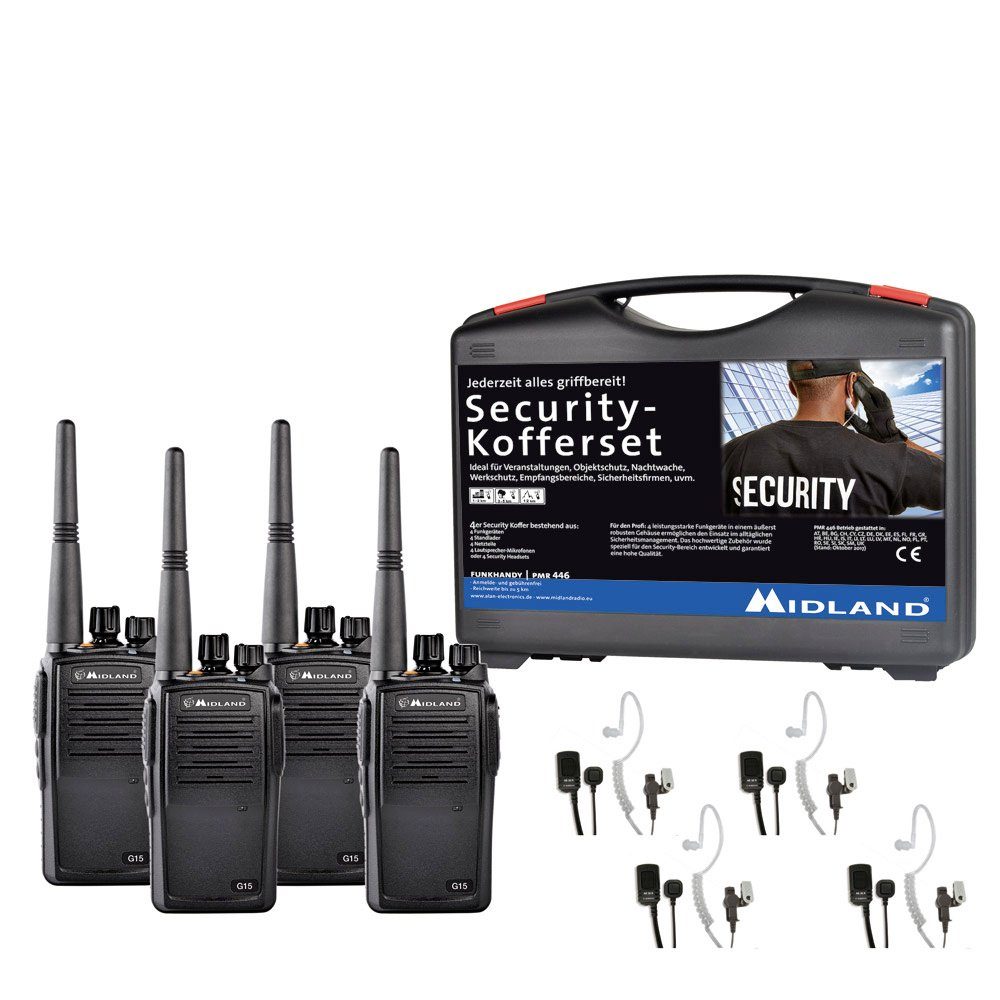 Midland Pro Talkie 4er PMR-Funkgerät Security-Koffer G15 PMR C1127.S4 4er Midland Walkie Set