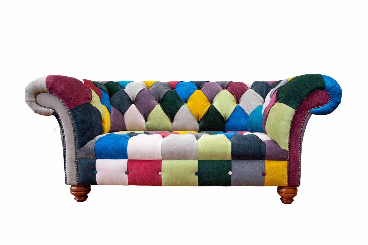 Chesterfield-Sofa, Design Klassisch JVmoebel Wohnzimmer Zweisitzer Textil Chesterfield Sofa