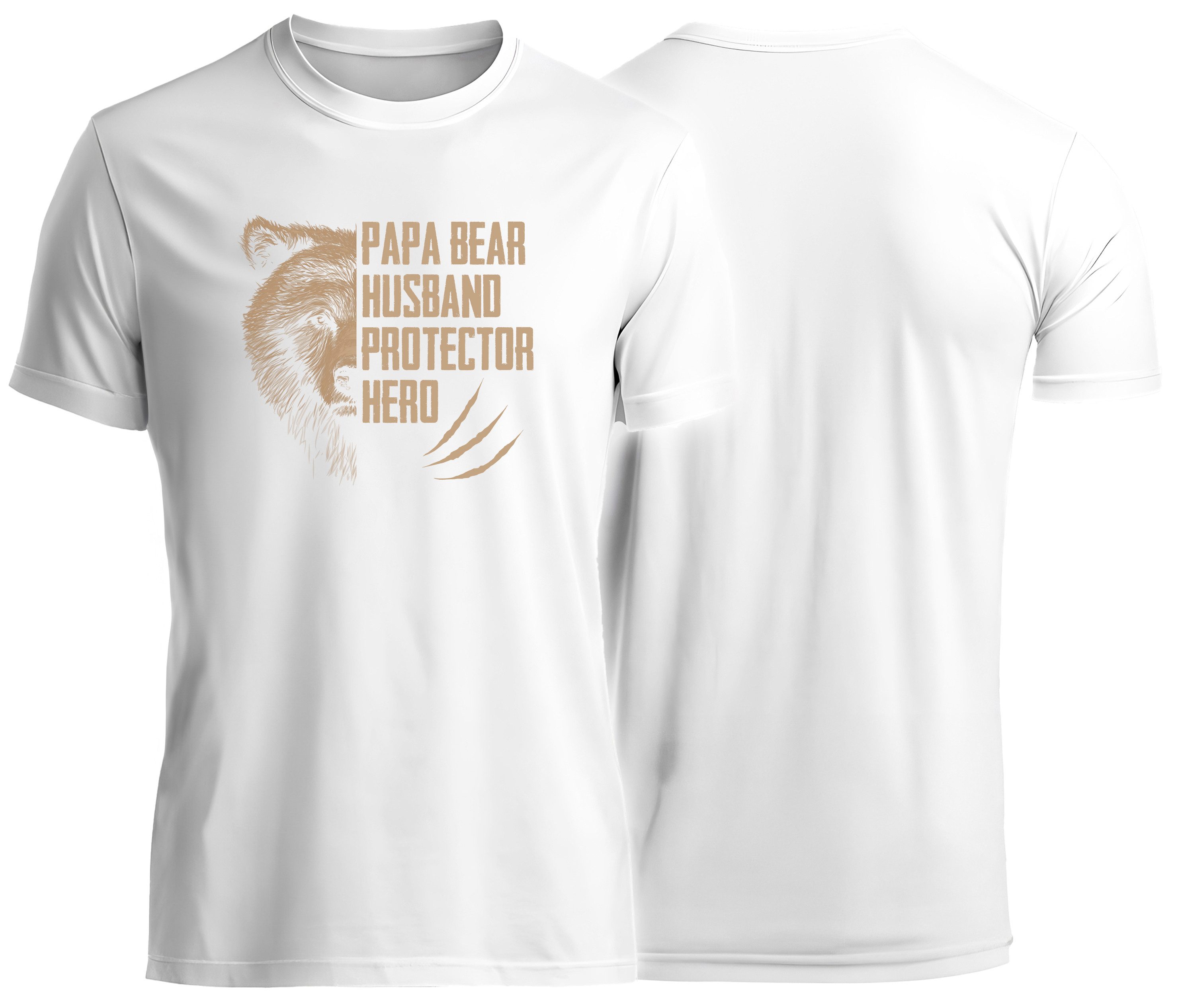 MyDesign24 T-Shirt Papa Bear Vatertag T-Shirt weiss kurzarm Regular Fit i829