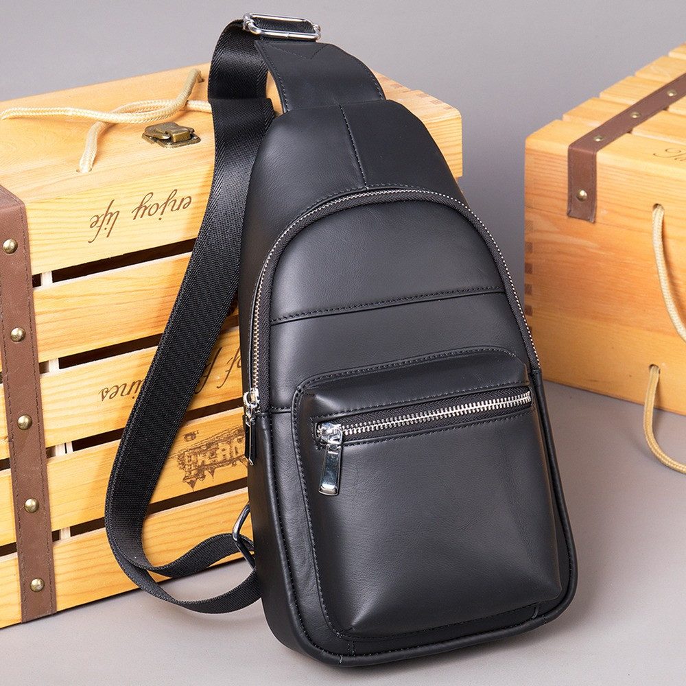 Messenger Bag Herren Leder Sling Bag Crossbody Schultertasche Mehrere Taschen