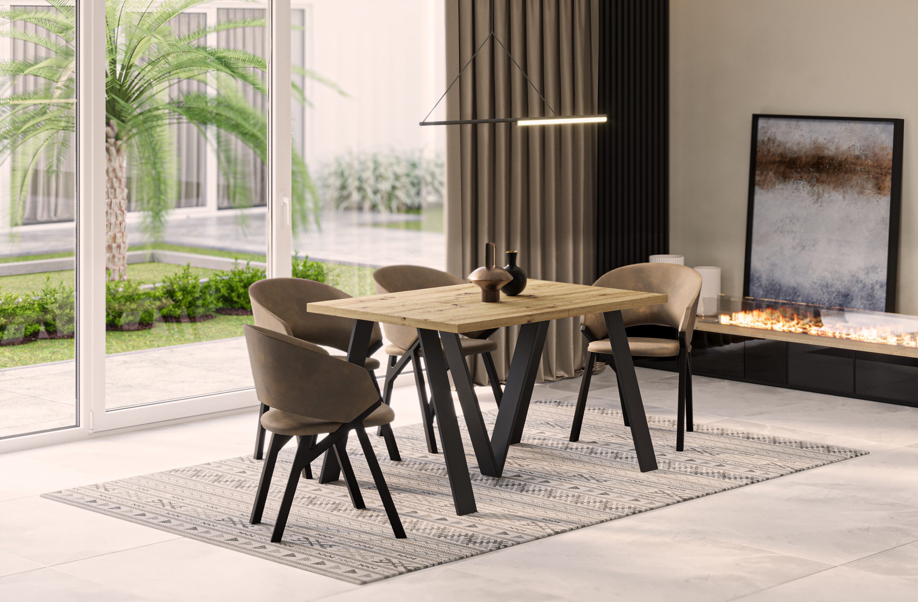 Endo-Moebel Esstisch Lungo XXL 130-405 cm, Metallgestell, ausziehbar, erwei günstig online kaufen