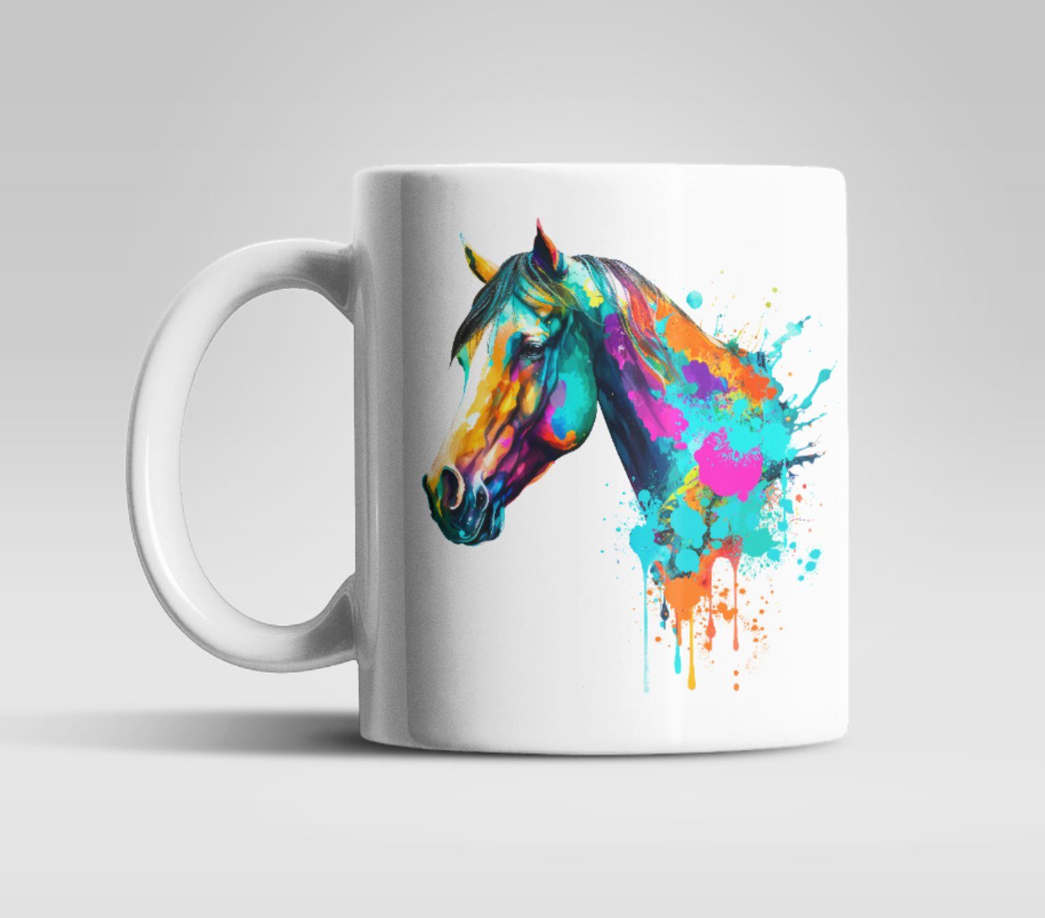 Tasse Kaffeetasse Keramik, Pferd Geschenkidee, Tasse WS-Trend Farbenfrohes ml 330 Teetasse