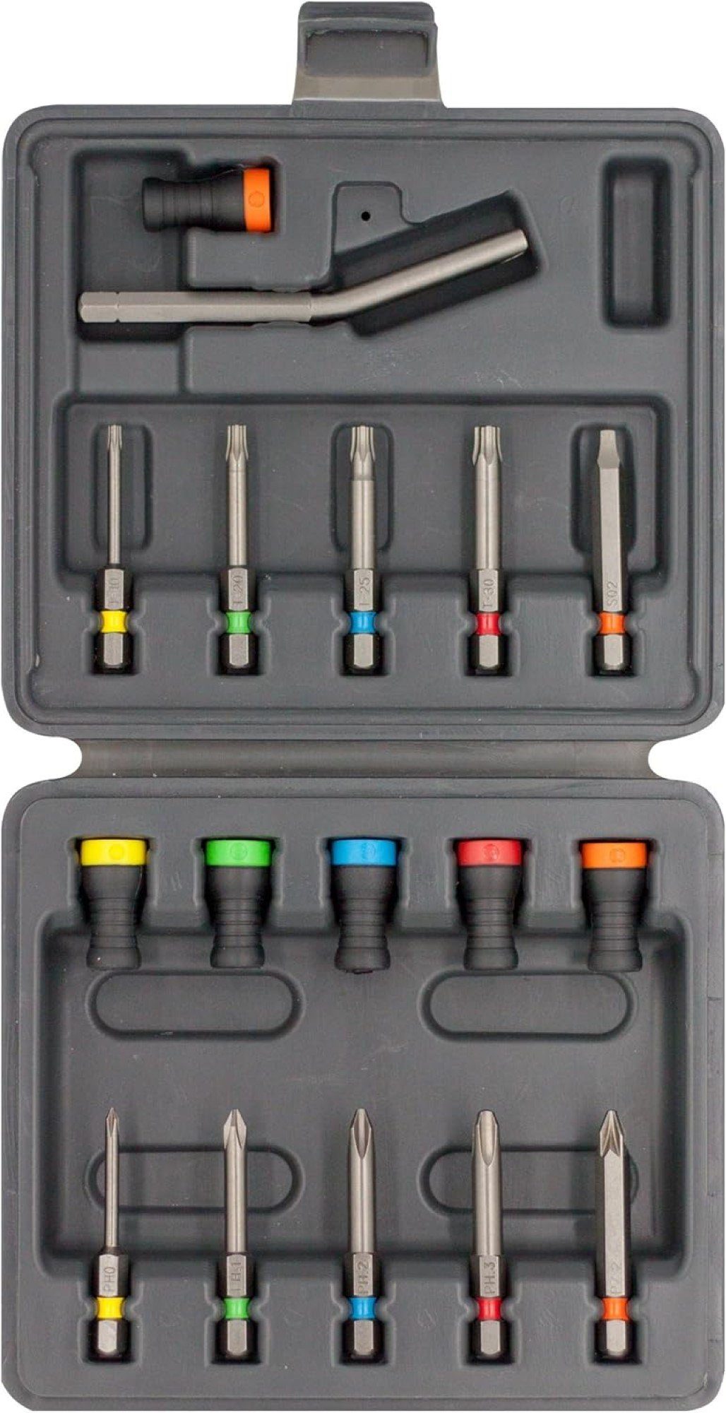 Bit-Schraubendreher 17 Tlg. Set, 6 Magnetdrivers, 10 Bits mit einer Box, robust