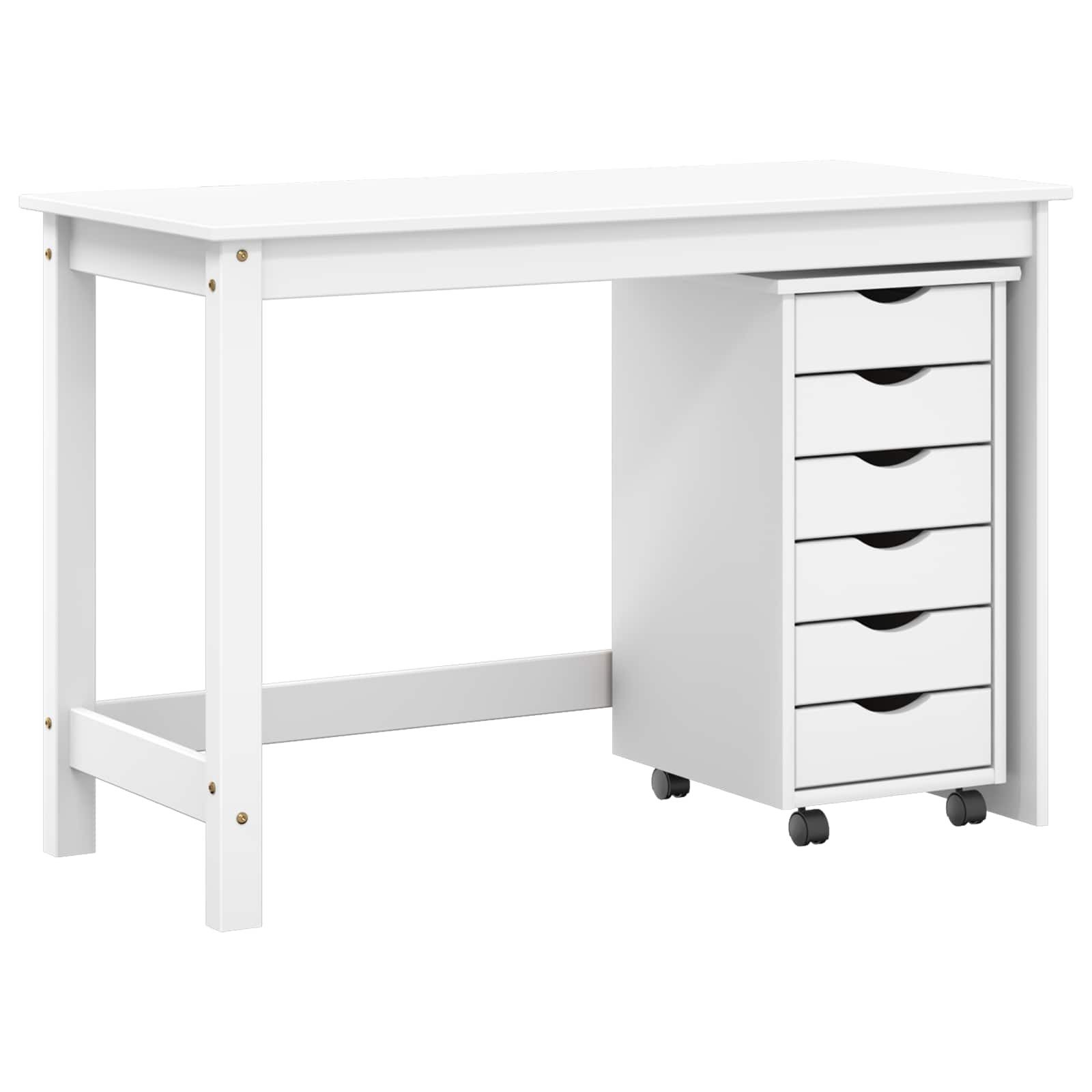 vidaXL Schreibtisch 6 Schubladen Schreibtisch- und Rollschrank-Set MOSS 2-teilig Weiß 112x