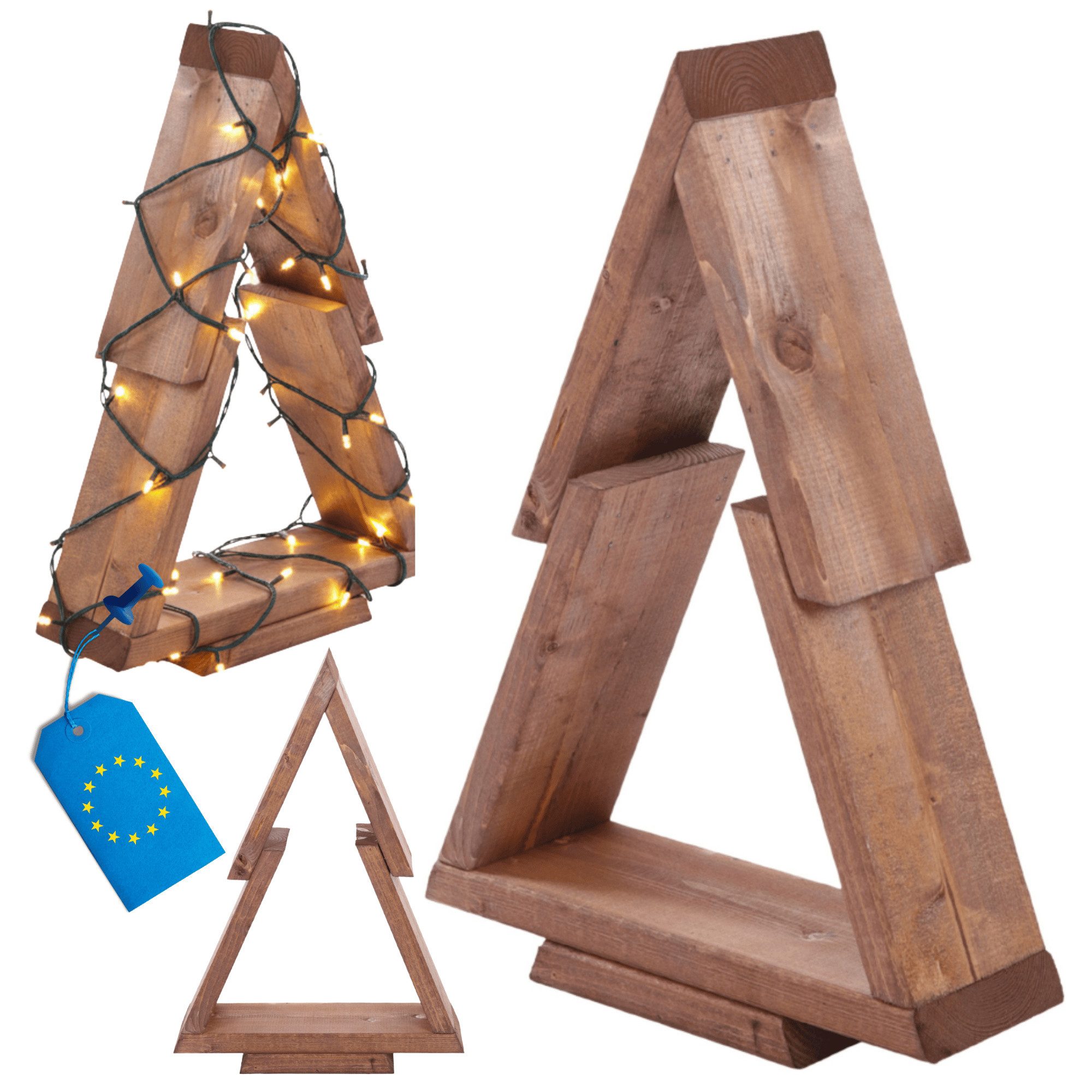 Modo24 Künstlicher Weihnachtsbaum Deko Tannenbaum aus Kiefernholz, in verschiedenen Größen & Farben, Moderne & Klassische, für Innen & Außen, Handgefertigt, 2D & 3D Design