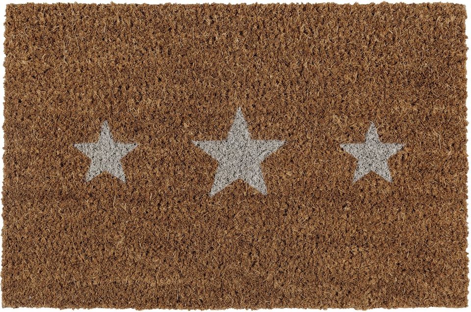 Fußmatte Kokos Sterne, Andiamo, rechteckig, Höhe: 17 mm, Schmutzfangmatte,  Motiv Sterne, In- und Outdoor geeignet