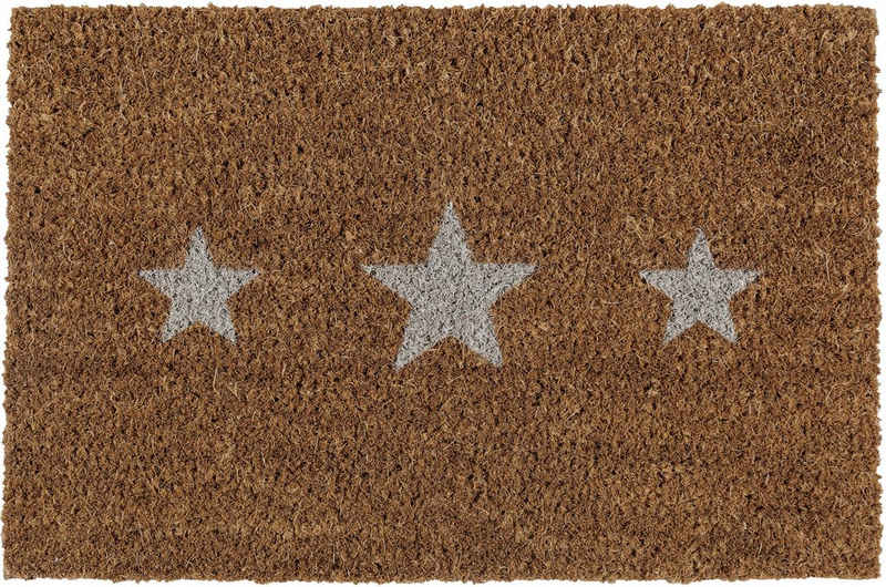 Fußmatte Kokos Sterne, Andiamo, rechteckig, Höhe: 17 mm, Schmutzfangmatte, Motiv Sterne, In- und Outdoor geeignet