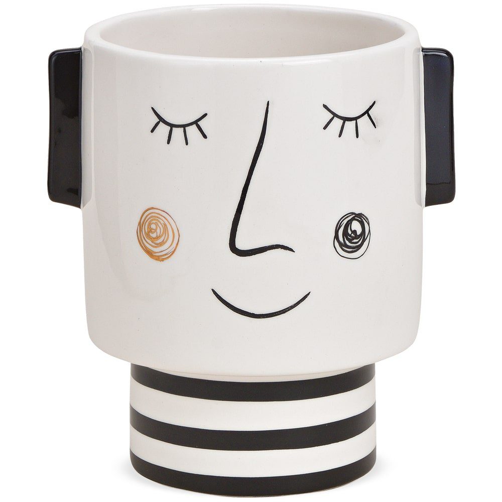 matches21 HOME & HOBBY Blumentopf Blumentopf Gesicht & Ohren Keramik schwar günstig online kaufen