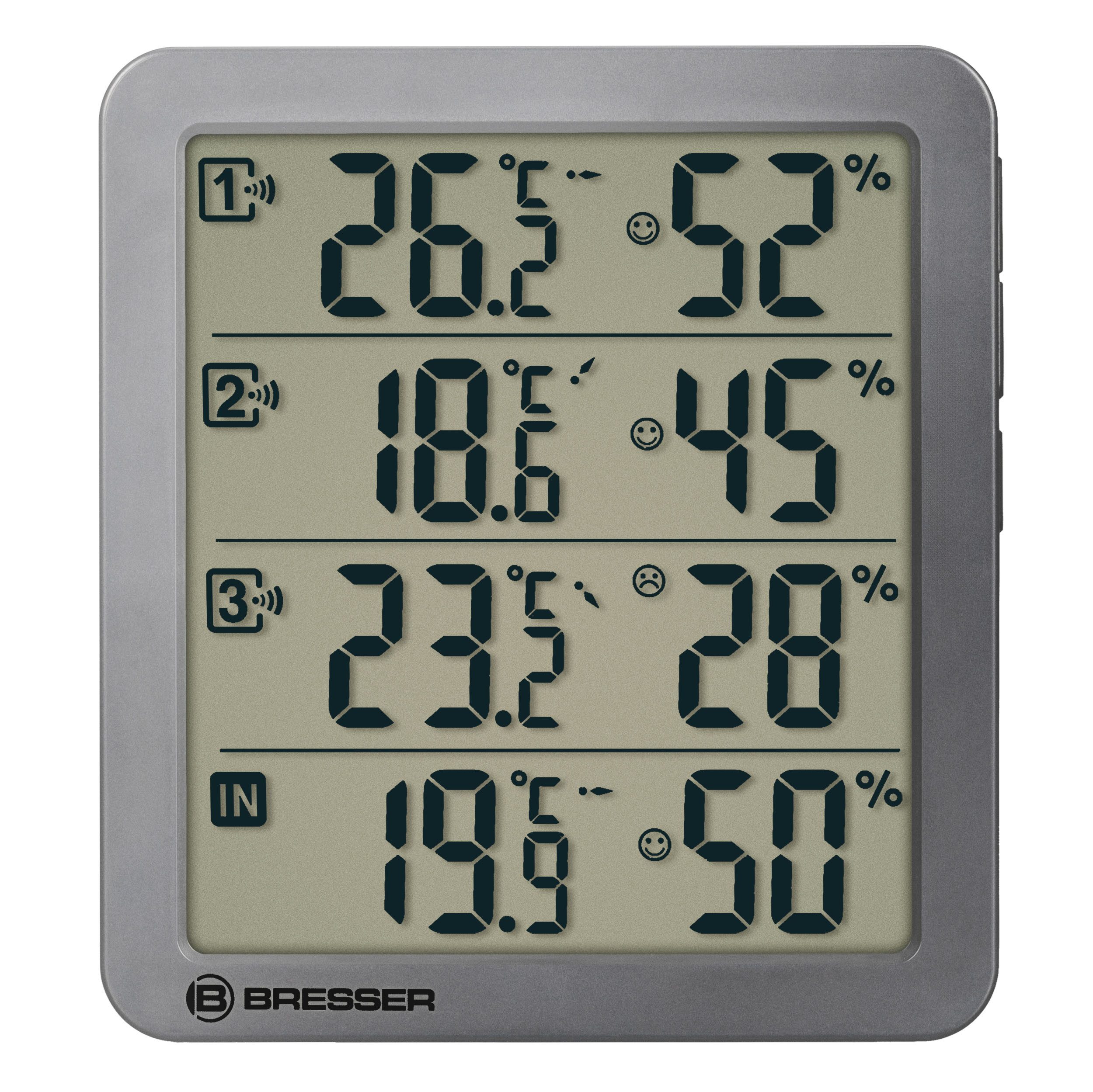 BRESSER Hygrometer BRESSER Quadro NV Thermo-Hygrometer grau