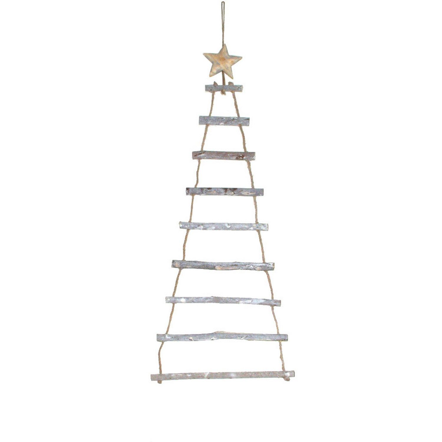 Deko AS Hänge-Weihnachtsbaum Holzleiter mit Stern - Dekoleiter - 25 x 70 cm Natur - 62233 (1 St), mit Holzstern