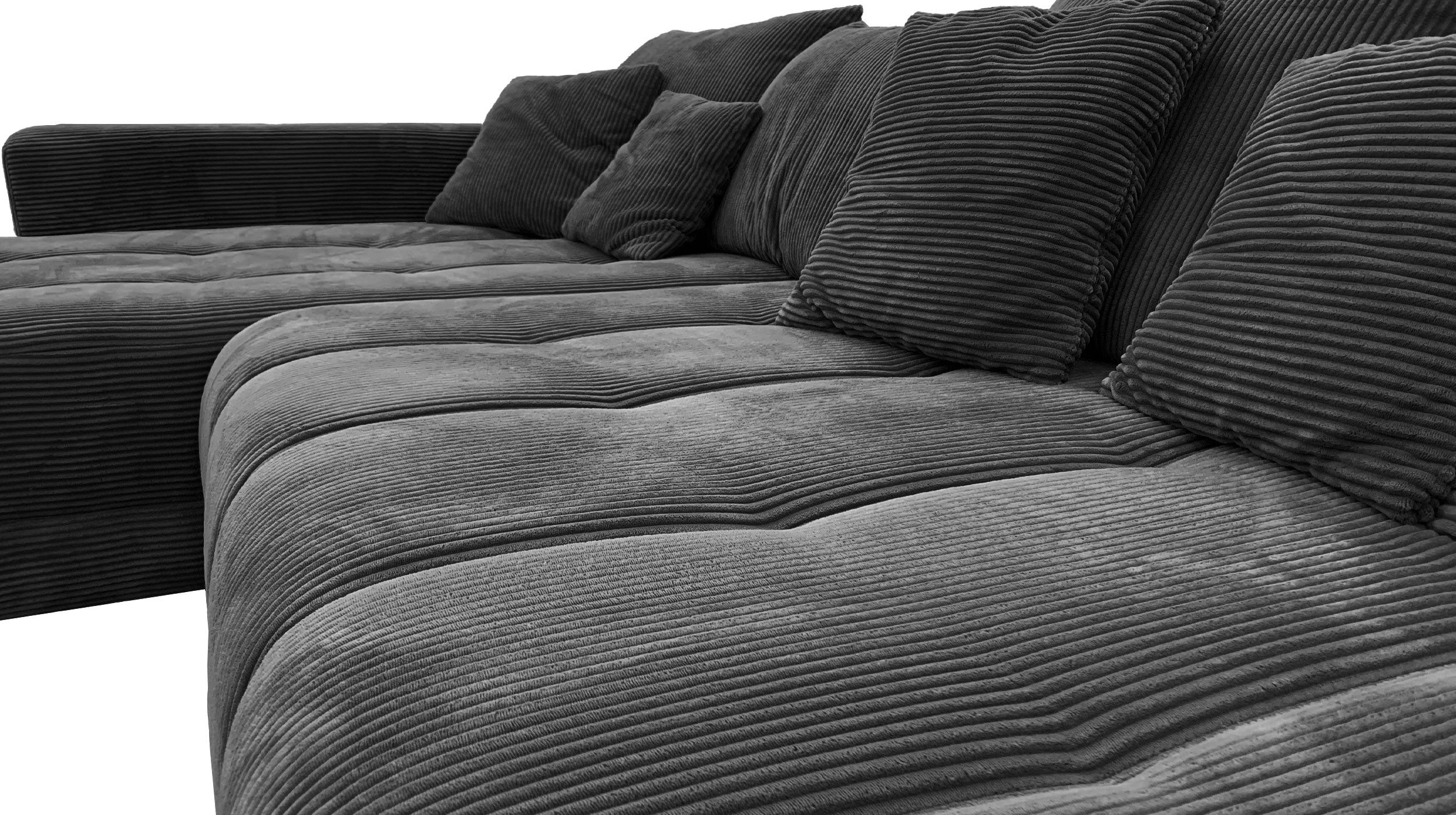 Massivart® Ecksofa Cord 300x215 cm / Nosagfederung / L-Form Cordsofa / ARTEMIS, inkl. Kissen-Set · frei im Raum stellbar – Bild 4 von 5