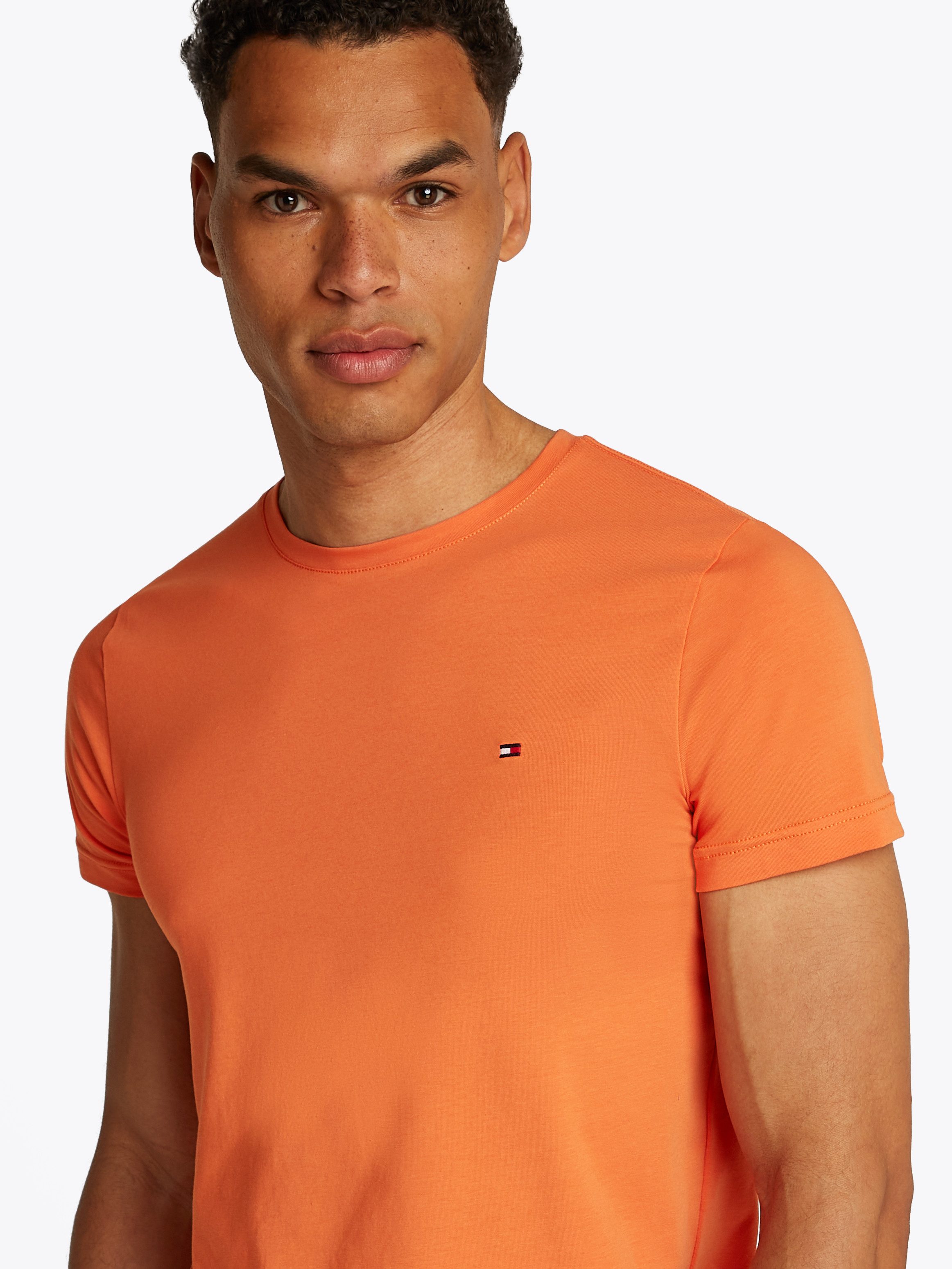 Tommy Hilfiger T-Shirt STRETCH SLIM FIT unifarben, casual, slim fit, Baumwollmix, Rundhals