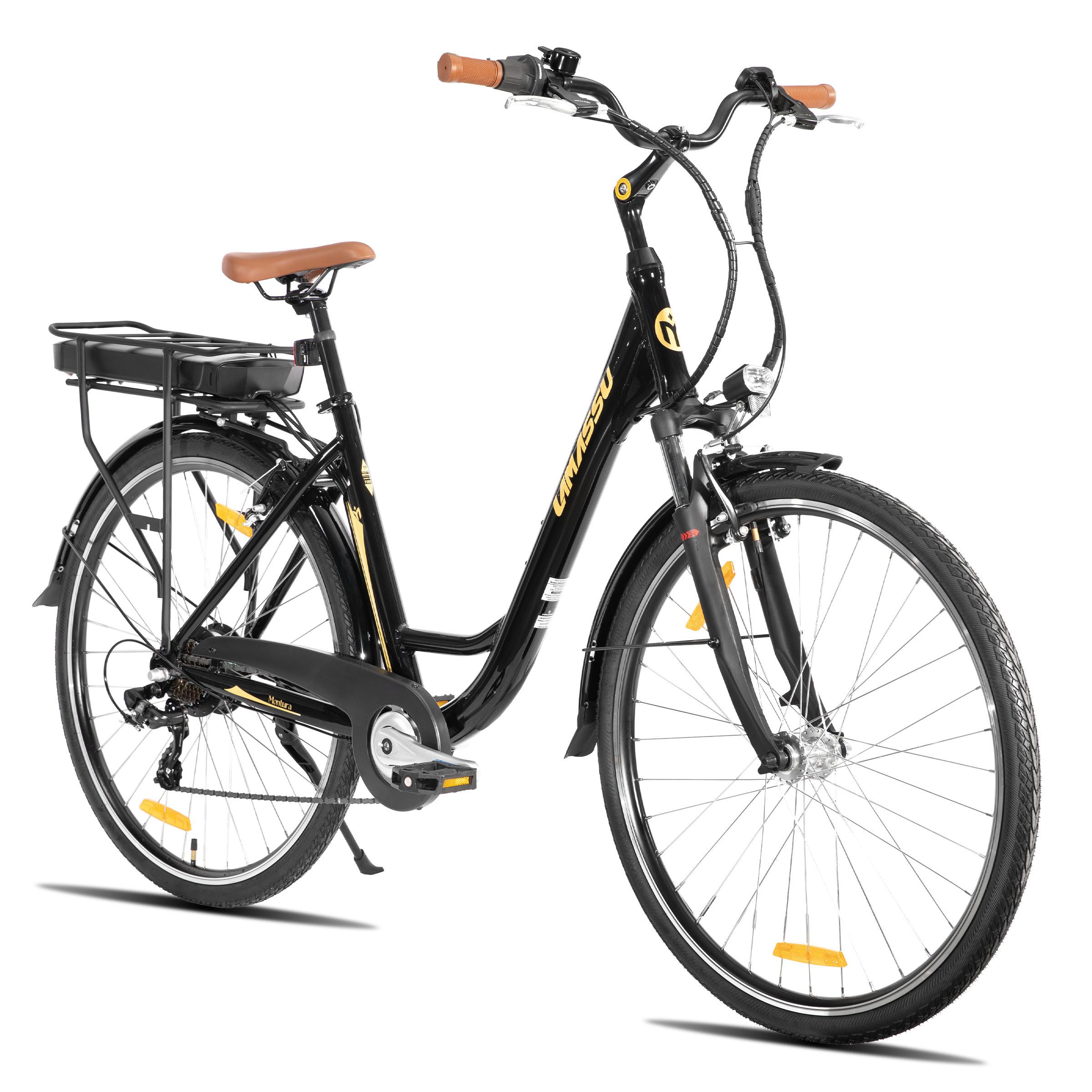 HILAND E-Bike 26 Zoll E-Bike Trekkingrad mit Gepäckträger für Alltag und Touren, Heckmotor, 374,4 Wh