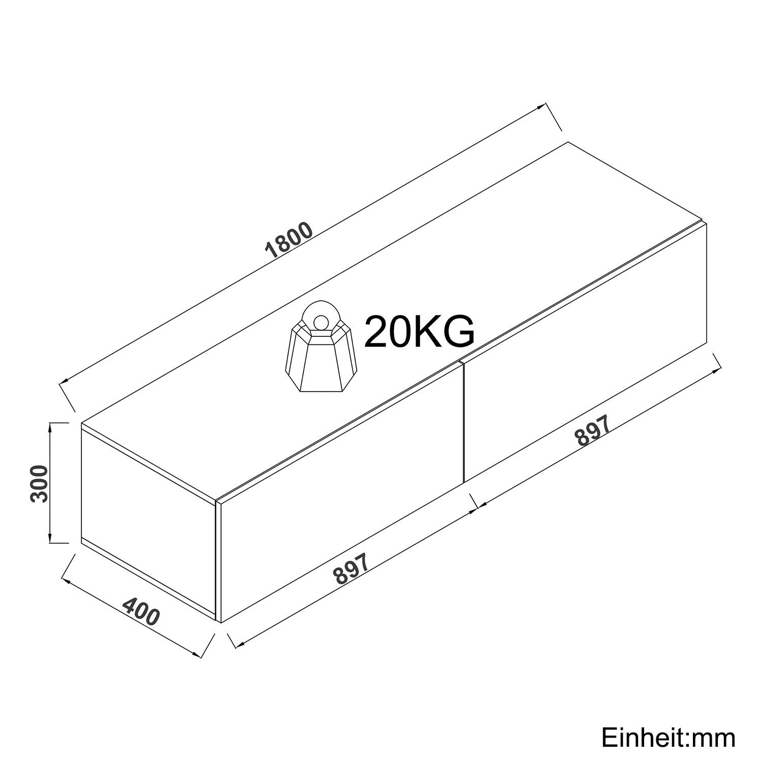 SONNI Lowboard Lowboard 180 cm TV-Schrank TV-Board, stehend, sideboards