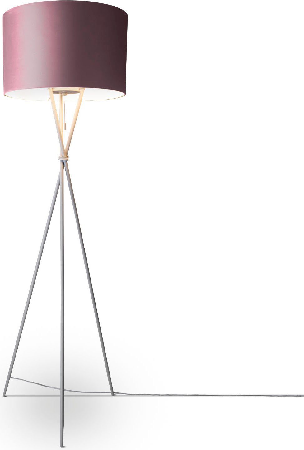 Höhe Home Kate Color, 177,5cm Paco Wohnzimmer pink uni Filigran E27 Stehlampe Dreibein ohne Velour Standleuchte Leuchtmittel,