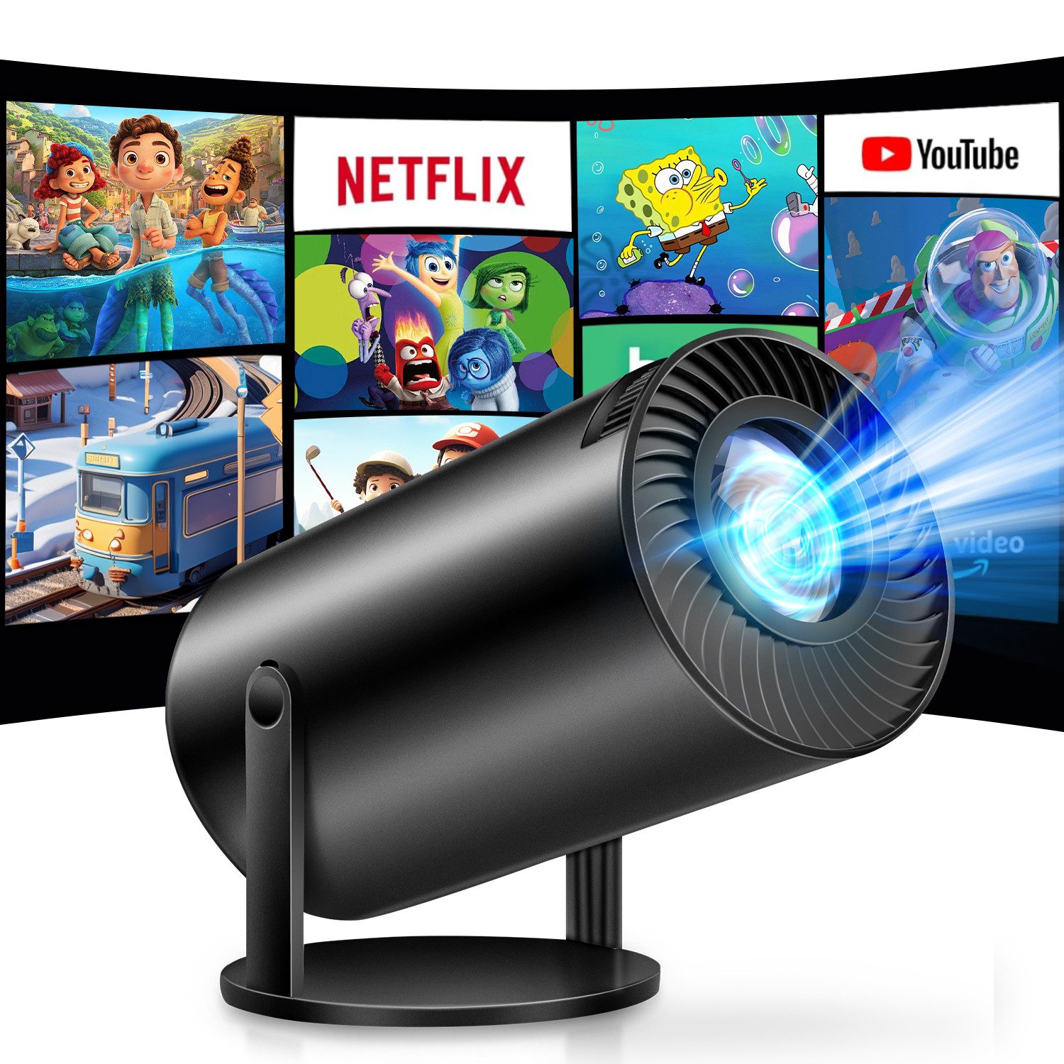WILGOON Mini LED-Beamer LED-Beamer (10000 lm, 10000:1, 1920x1080 px, Android Projektor, 5G WiFi, Projektionsgröße 30-150 Zoll)