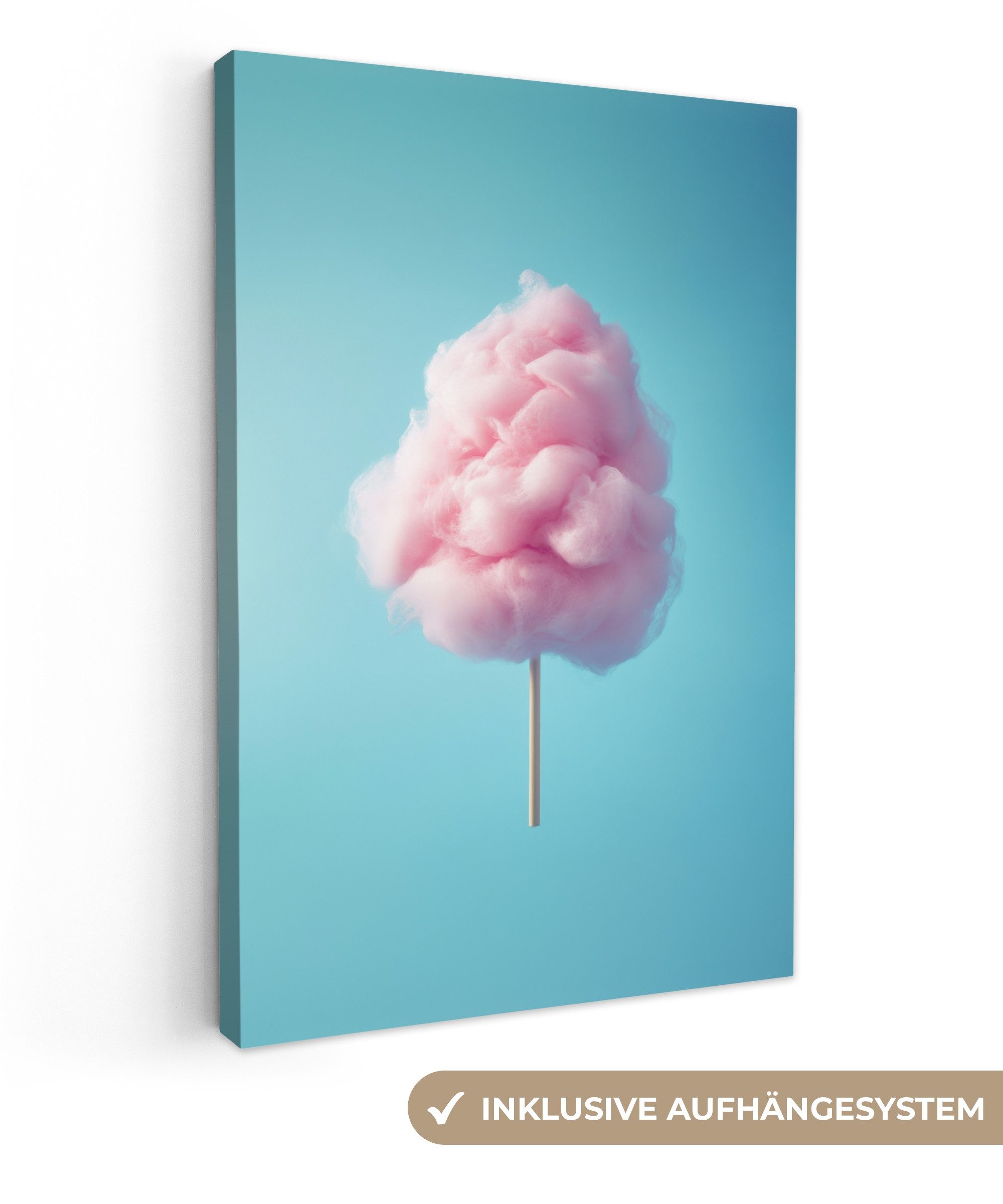 OneMillionCanvasses® Leinwandbild Zuckerwatte - Süßes - Bonbon, Fotodruck (1 St), Leinwand Canvas Wandbild, Wanddekoration 20x30 cm