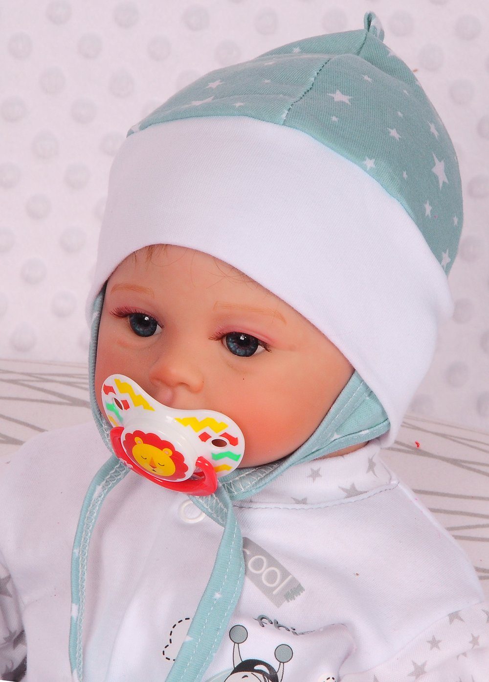 La Bortini Erstlingsmütze Mütze für Neugeborene Babymütze Baby Haube 32 34 36 38 aus reiner Baumwolle Mützen zum Binden