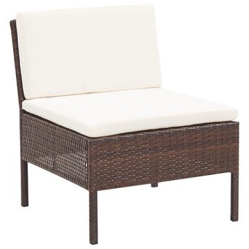 vidaXL Gartenlounge-Set 3-tlg. Garten-Lounge-Set mit Auflagen Poly Rattan Braun, (3-tlg)