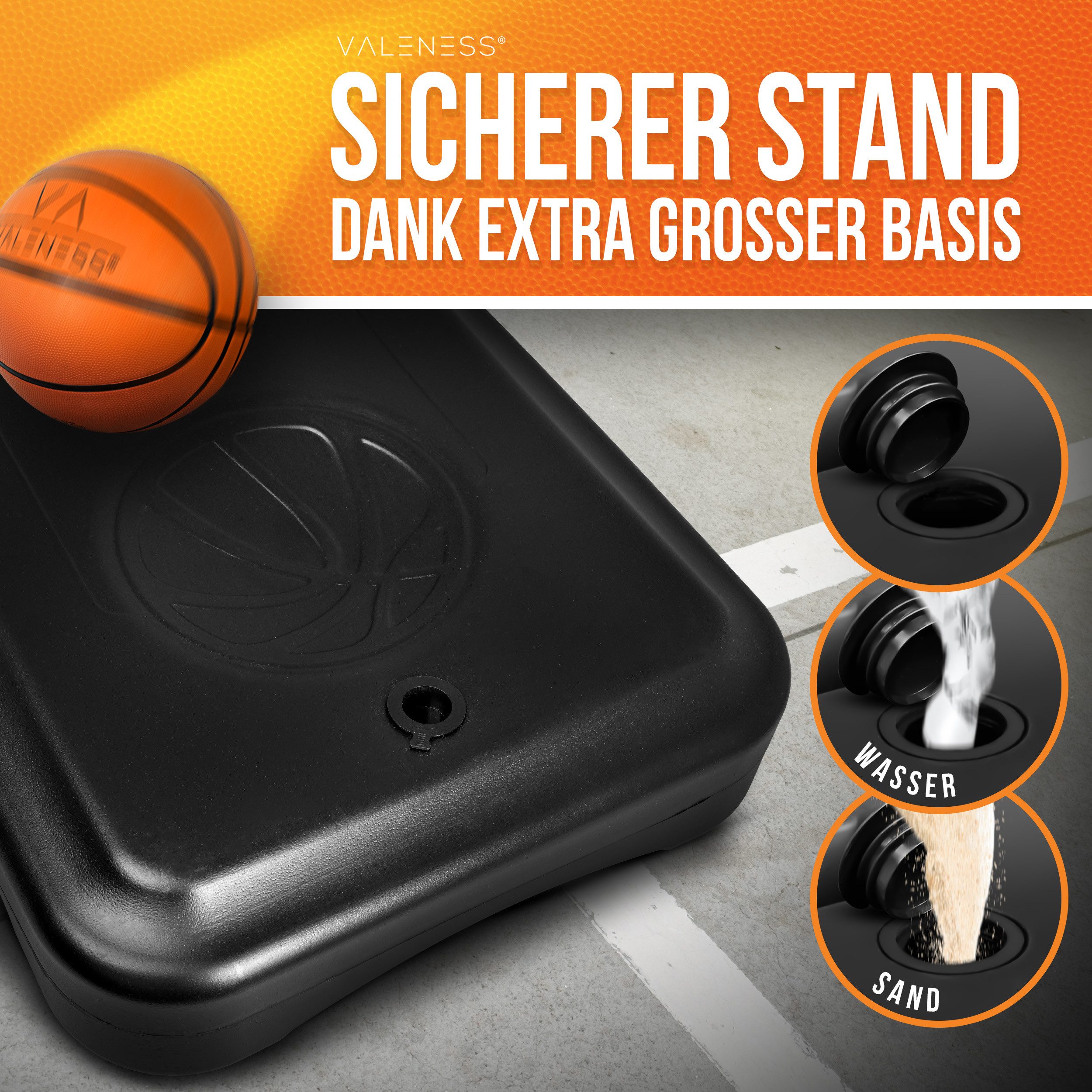 VALENESS Basketballkorb VALENESS® Basketballständer Outdoor - verstellbar [135 bis 305 cm] (1-St)