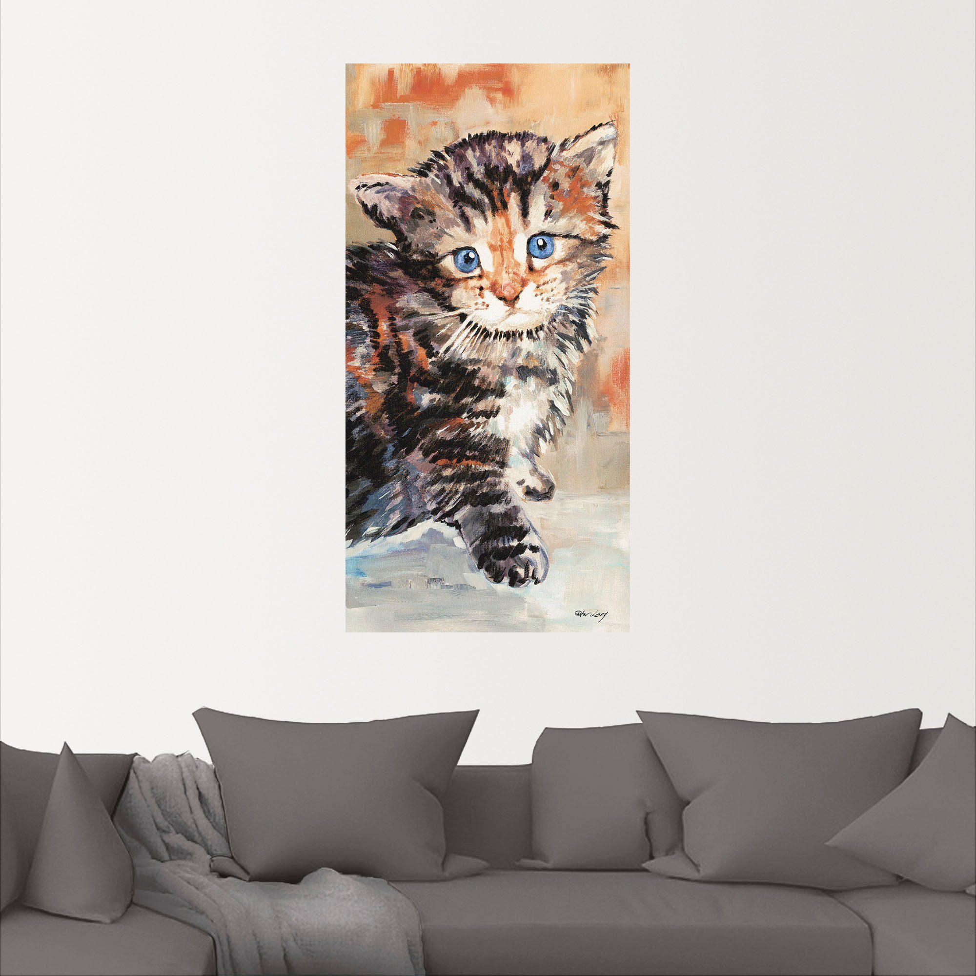 Wandaufkleber Wandbild als versch. Artland St), Haustiere Größen Katze, Poster oder Alubild, in Leinwandbild, (1