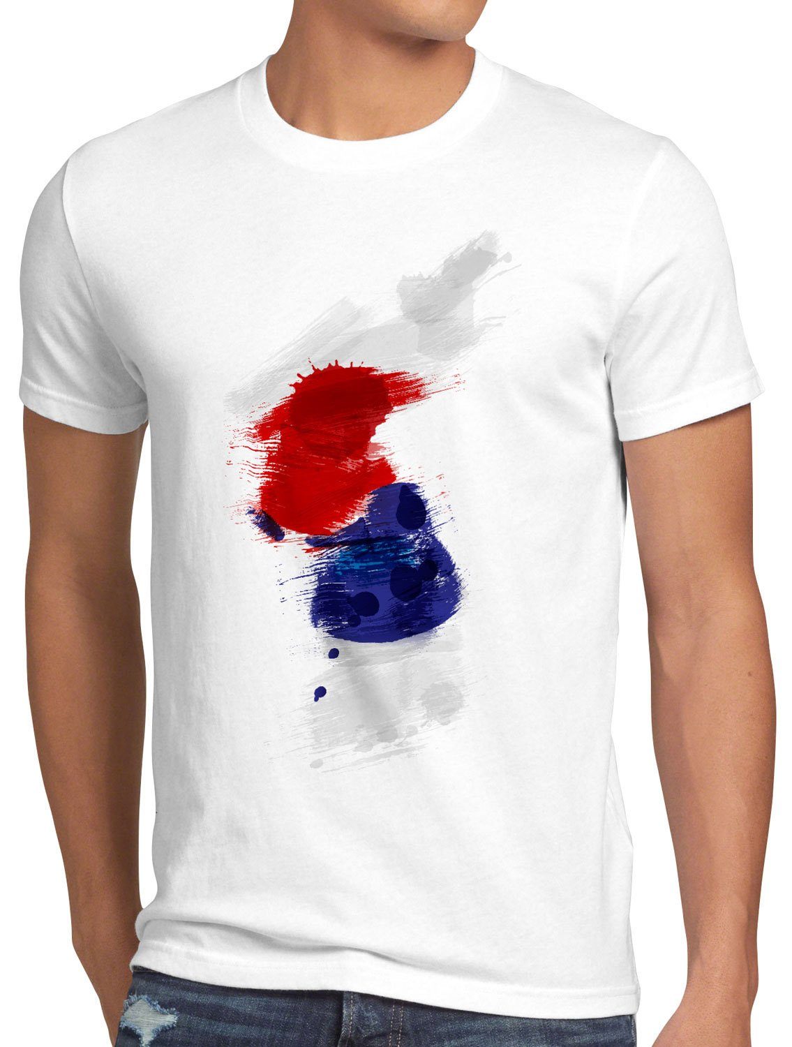 style3 Print-Shirt Herren T-Shirt Flagge Korea Fußball Sport Hangug WM EM Fahne weiß | T-Shirts