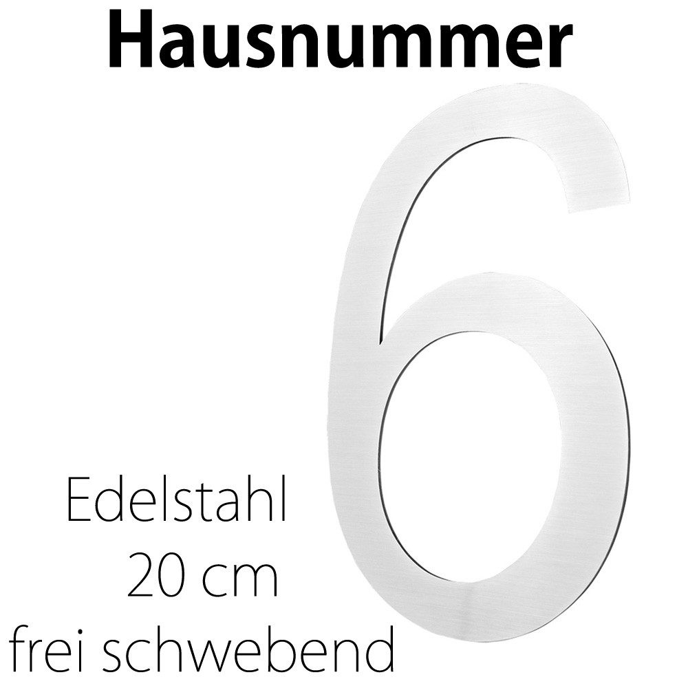 V2Aox Hausnummer Edelstahl Hausnummer 20 cm Hausnummernschild Hausnummer 6 günstig online kaufen