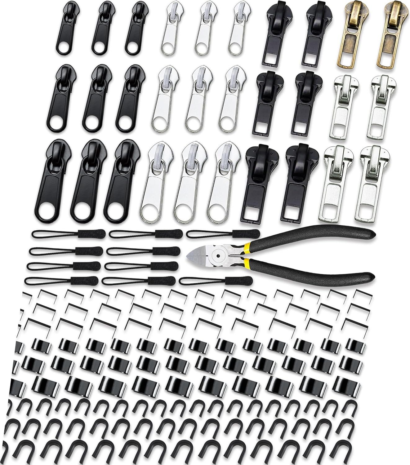 FELIXLEO Reißverschluss Reparaturset 159 Stück Reißverschluss Set 3 Größen3/5/8 Reißverschlussstiefel (1-tlg)