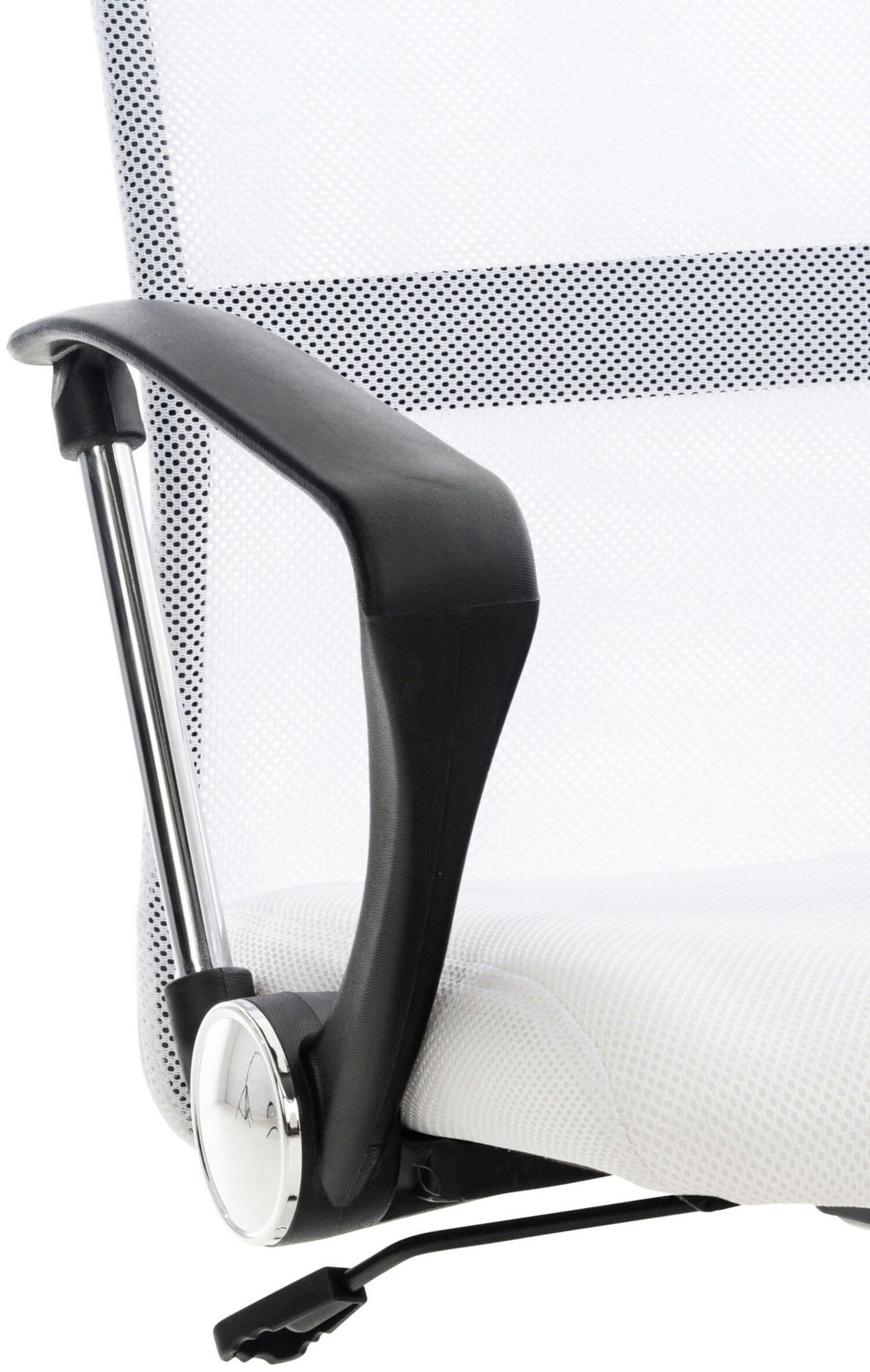 TPFLiving Bürostuhl drehbar - Metall Gestell: und Rückenlehne Sitzfläche: bequemer Drehstuhl, (Schreibtischstuhl, Bürostuhl Chefsessel, chrom höhenverstellbar 360° Kunstleder weiß XXL), Waterloo - mit