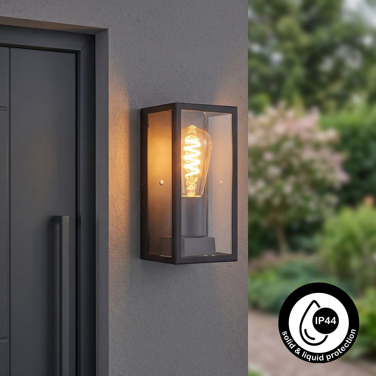 hofstein Außen-Wandleuchte Einfahrt Terrassen Hof Balkon Leuchte schwarze Außen Wand Lampe