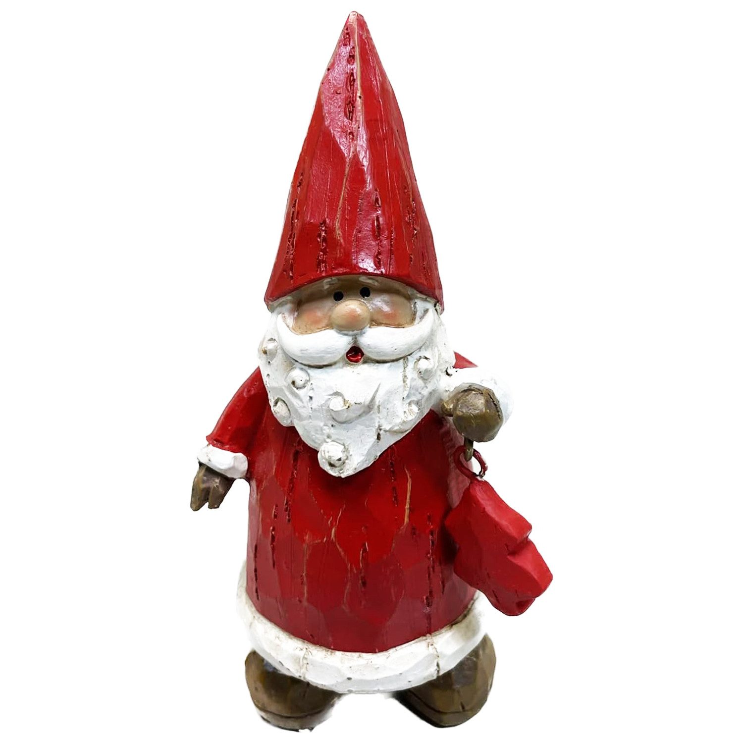Weihnachtsmann Dekofigur Weihnachtsmann mit Weihnachtsbaum in Holzschnitt-Optik