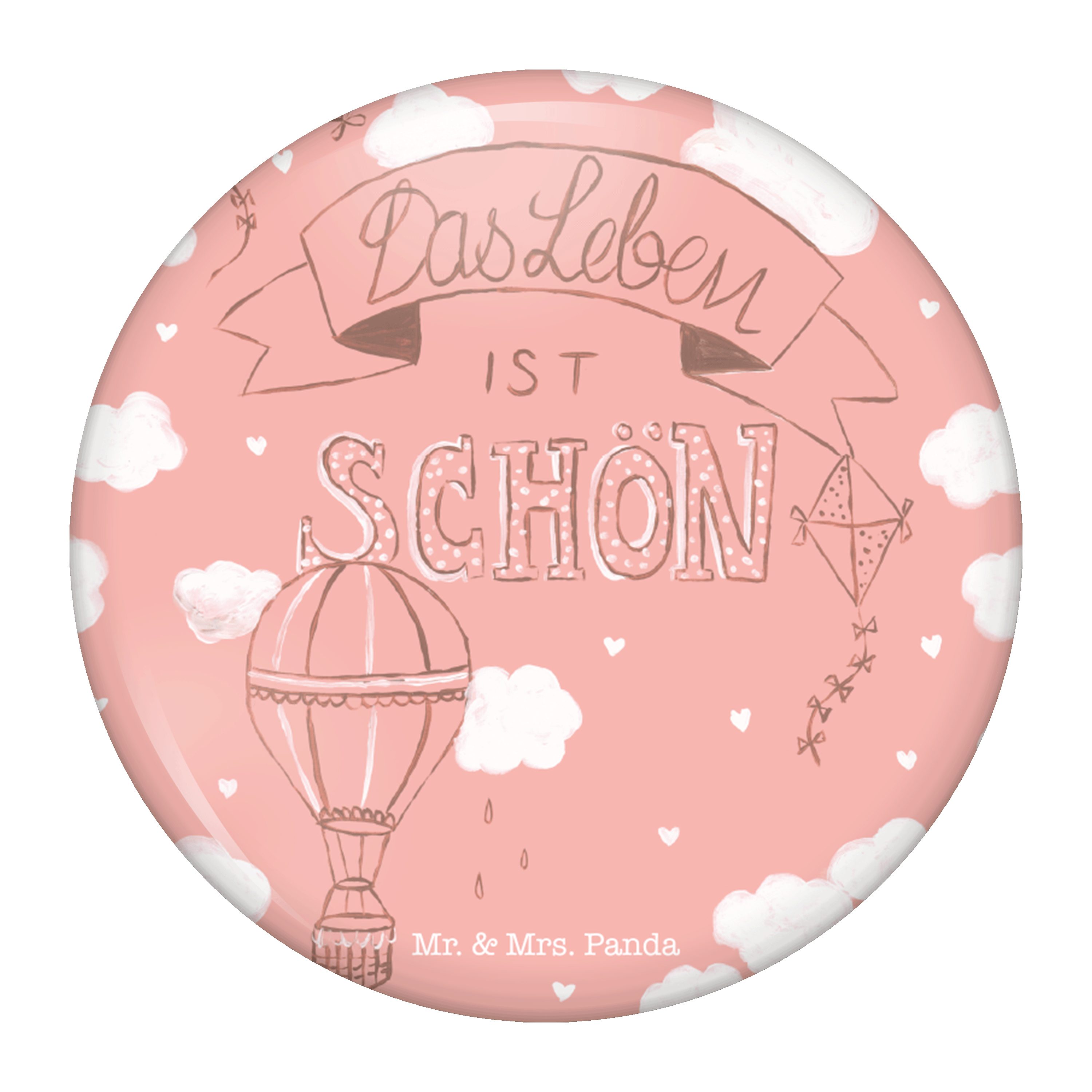 Mr. & Mrs. Panda Anstecknadel Heißluftballon Leben, Pin, Badge, Ansteck Button, Zitat, Anstecker, I (Packung, 1-tlg), Ansteck Pin Button Abzeichen 50mm Badge 50mm