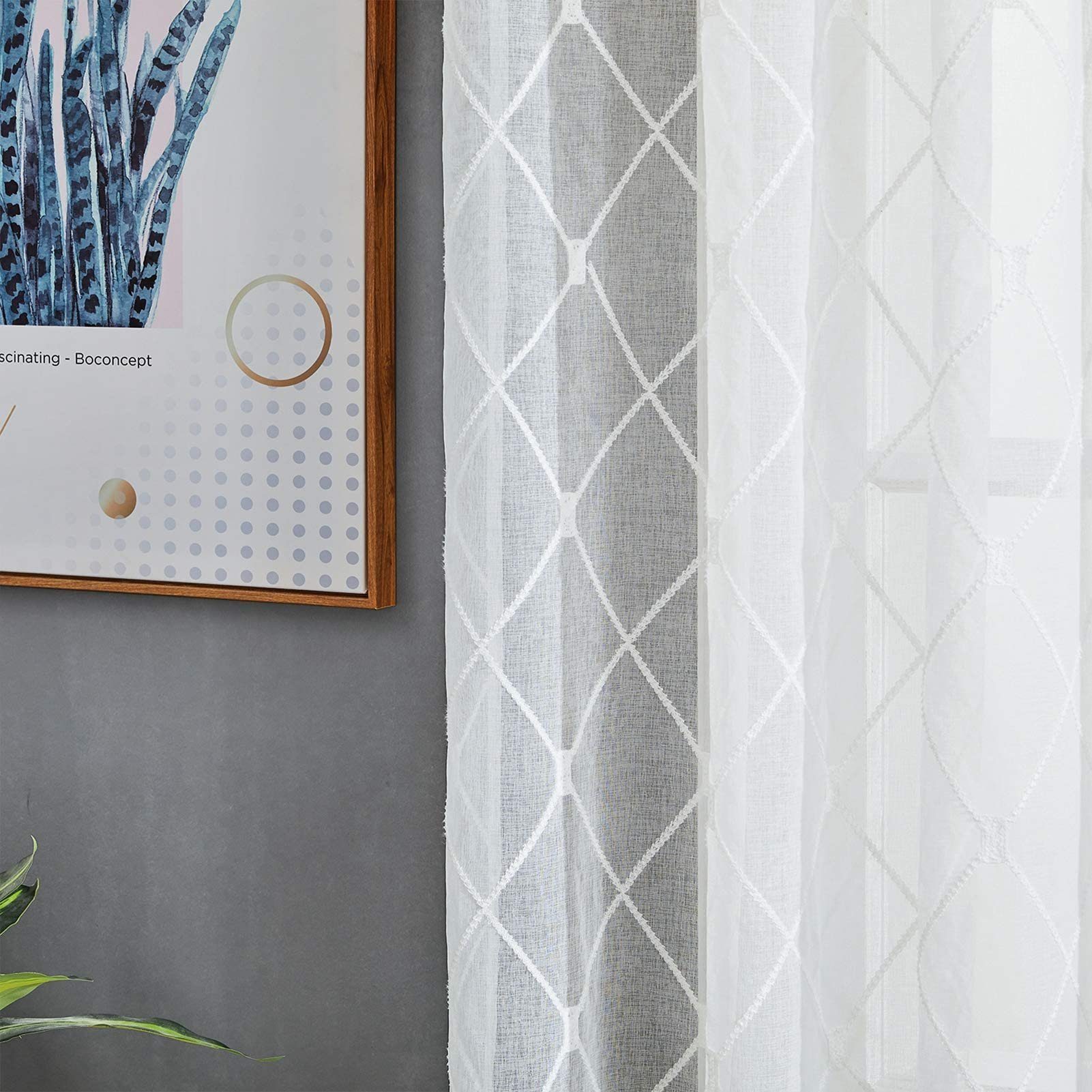 BYSURE Gardine (2 St), Ösen, transparent, Voile, Modern Gardine Leinenoptik günstig online kaufen