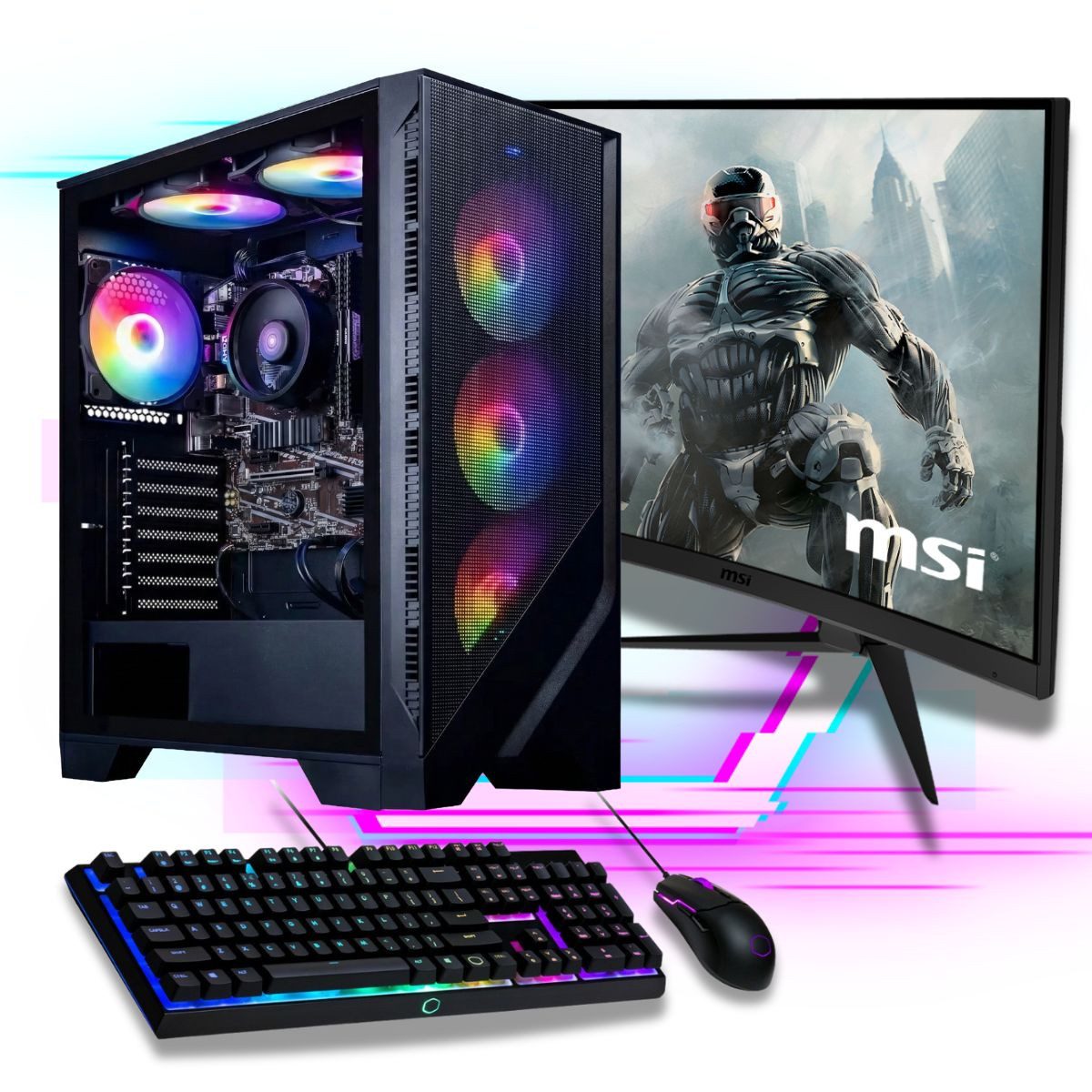 Meinpc AMD Ryzen 7 Gaming Komplett-Set PC-Komplettsystem (27,00", AMD Ryzen 7 5700G, Radeon Vega, 32 GB RAM, 500 GB SSD, Windows 11 Pro)