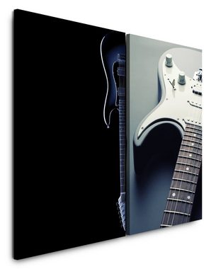 Sinus Art Leinwandbild 2 Bilder je 60x90cm Gitarre Rock Metal E-Gitarre Musik Schwarz Heavy