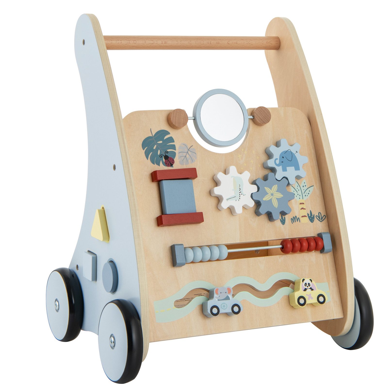 COSTWAY Lauflernwagen, Baby Lauflernhilfe Montessori Holz, mit Stauraum