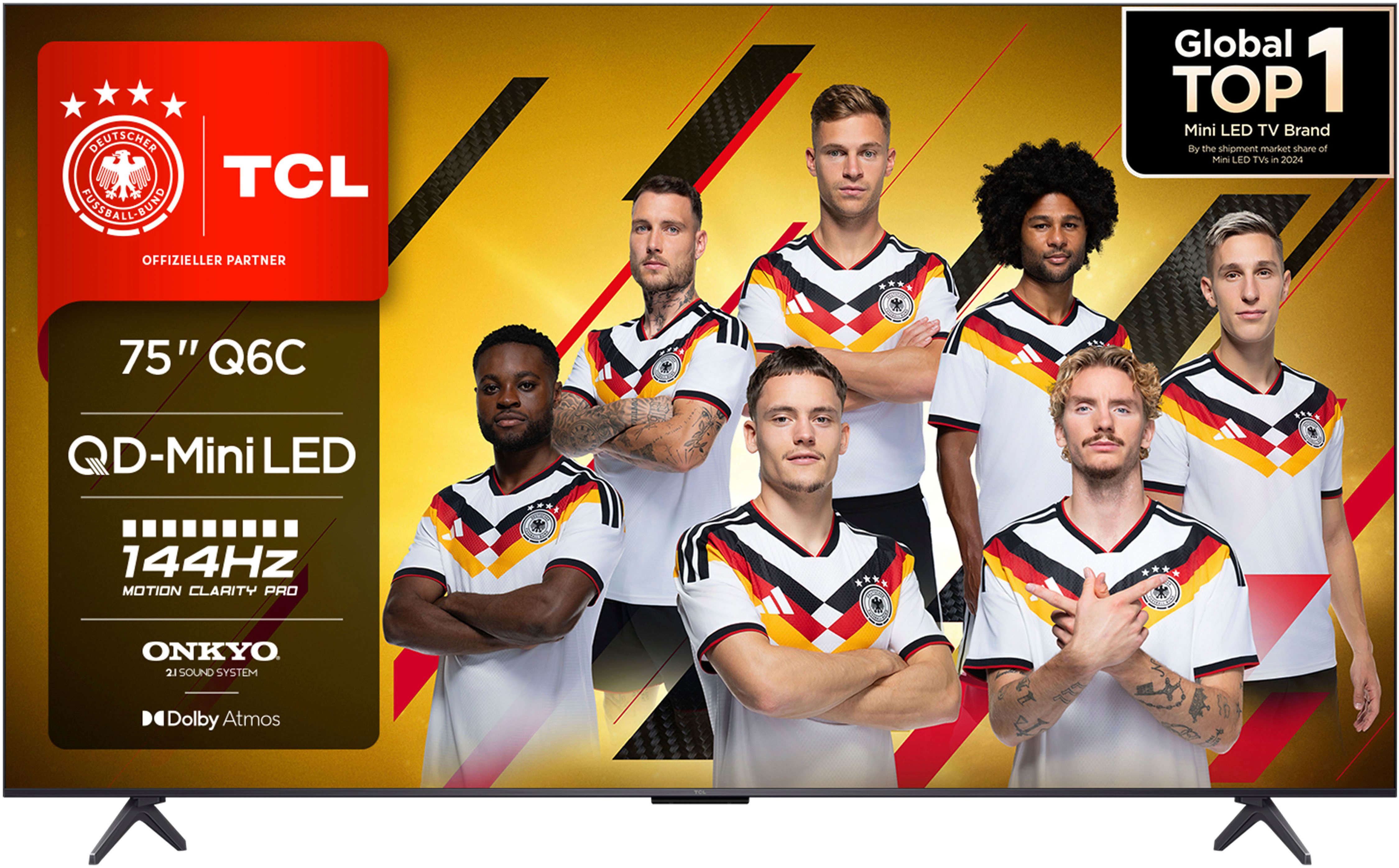 TCL 75Q6CX2 Mini-LED-Fernseher (189 cm/75 Zoll, 4K Ultra HD, Google TV, Smart-TV, 4K Multi-HDR Dolby Vision, 144Hz, ONKYO Dolby Atmos, Apple Airplay 2)