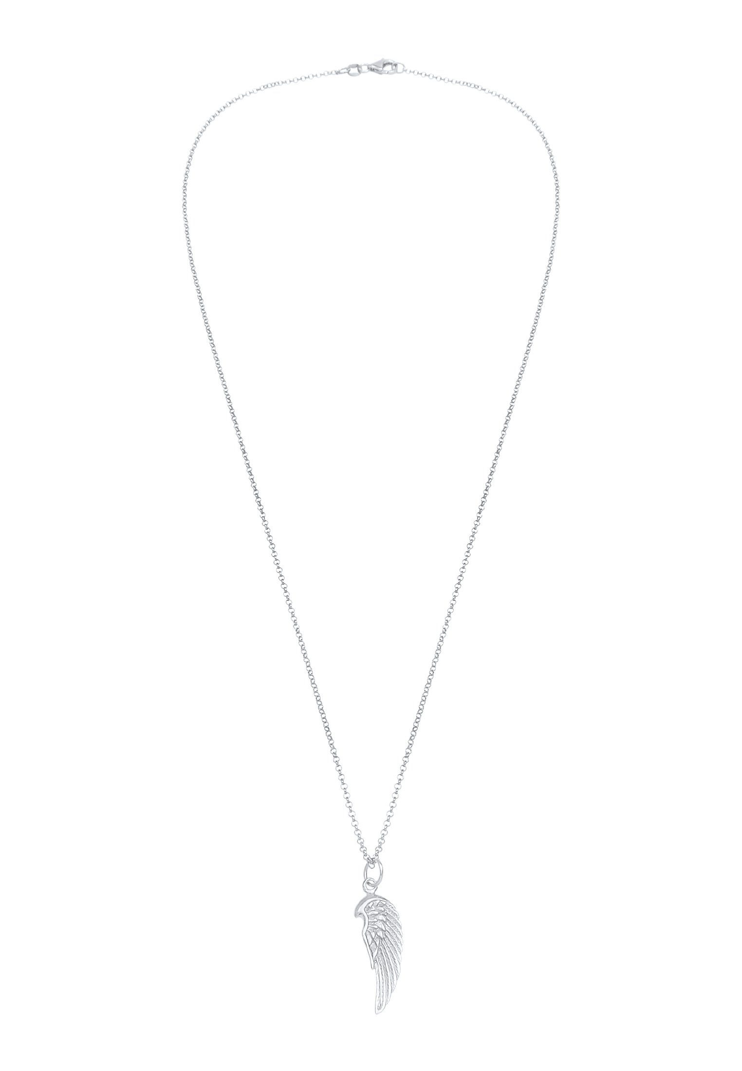 Kuzzoi Kette mit Anhänger Herren Flügel Feder Boho 925 Silber, Flügel