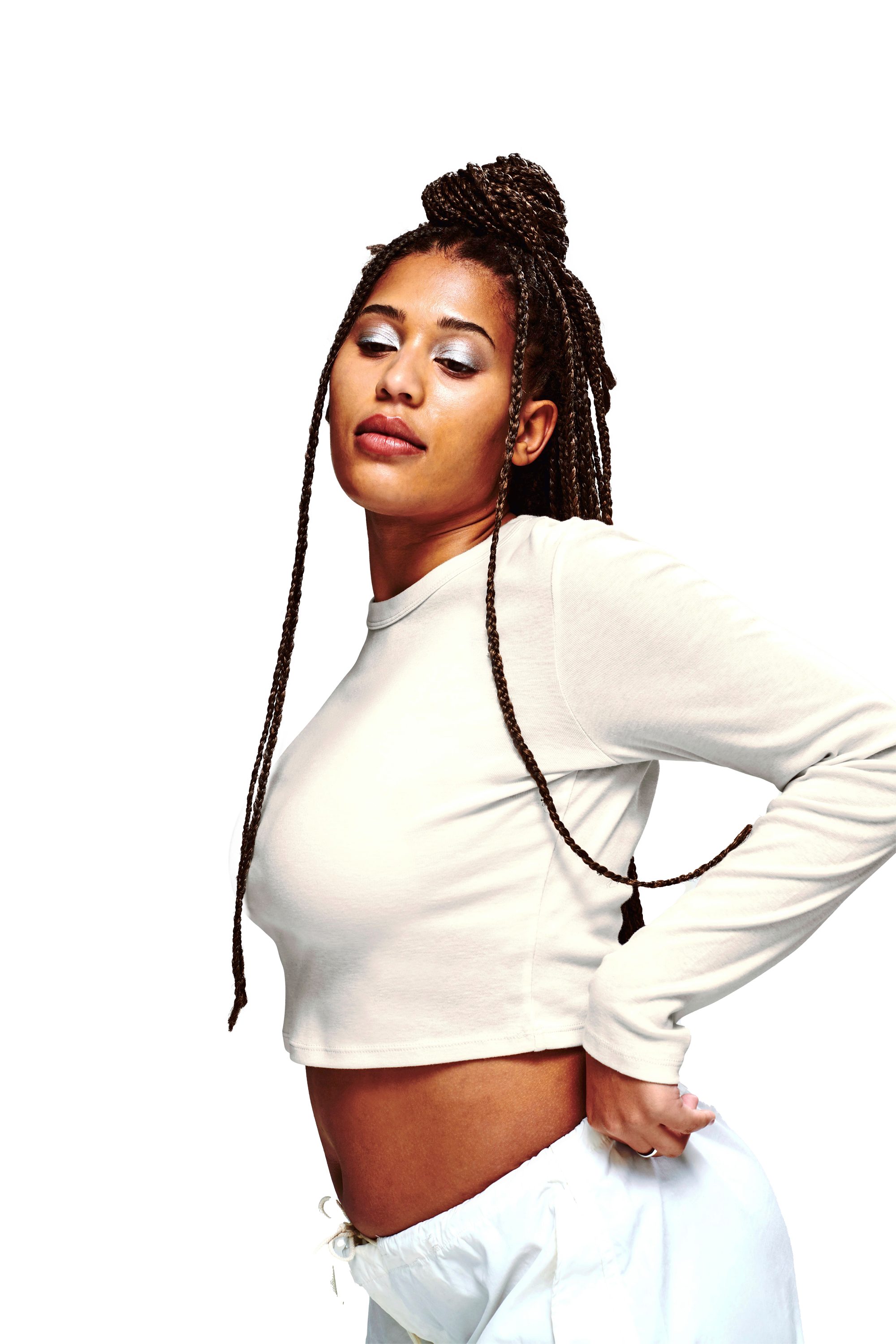 Bella + Canvas Langarmshirt bauchfreies Strecht Damen Shirt / Cropped Shirt für Frauen und Mädchen (1-tlg) Gr. XS bis XXL- Stretch-Passform