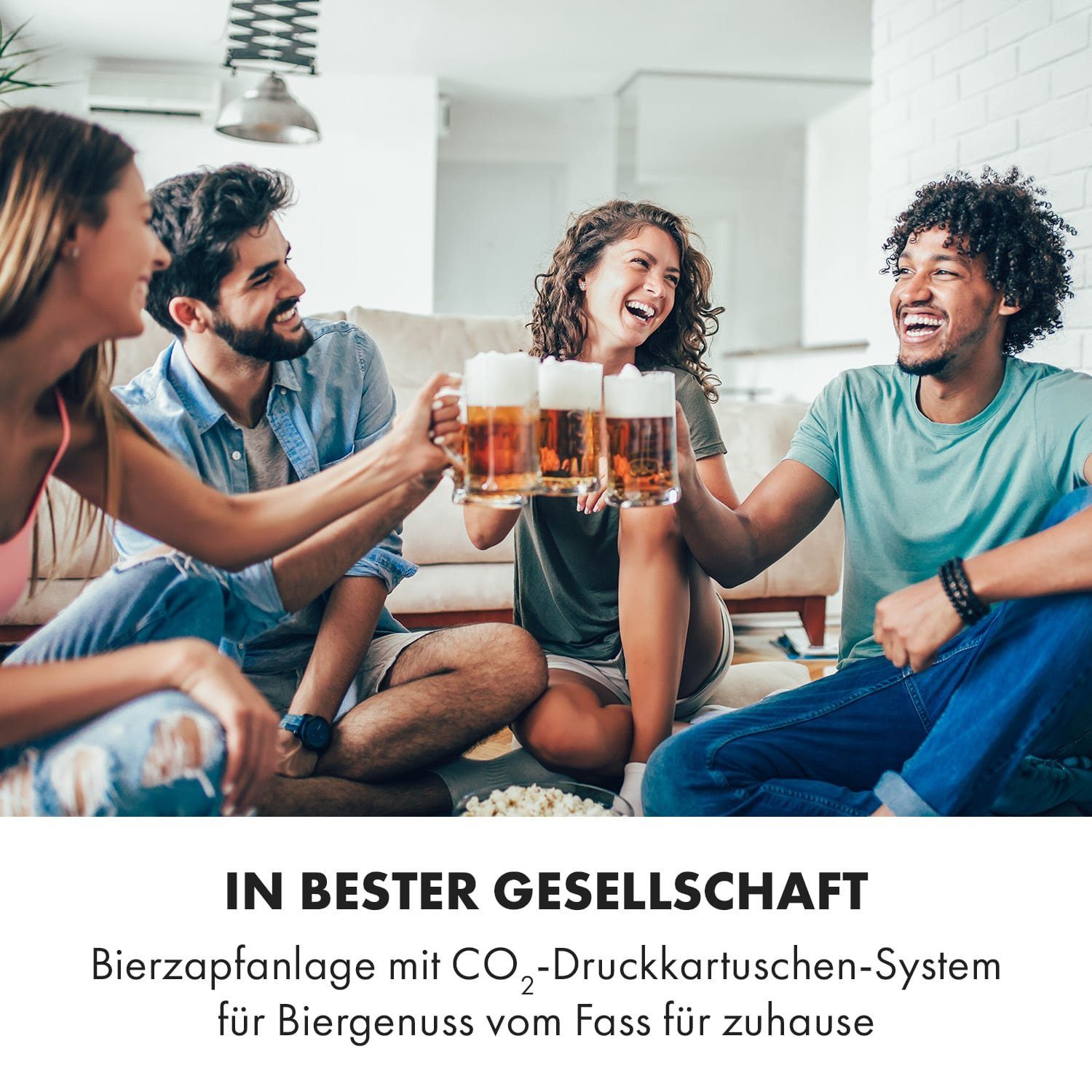 Klarstein Bierzapfanlage Beerkules Bierzapfanlage 5 L Fässer Kompressor 120 W 4 h Cooling, Bierkühler Heimzapfanlage mit 4h Cooling & 5L-Fässer schnell