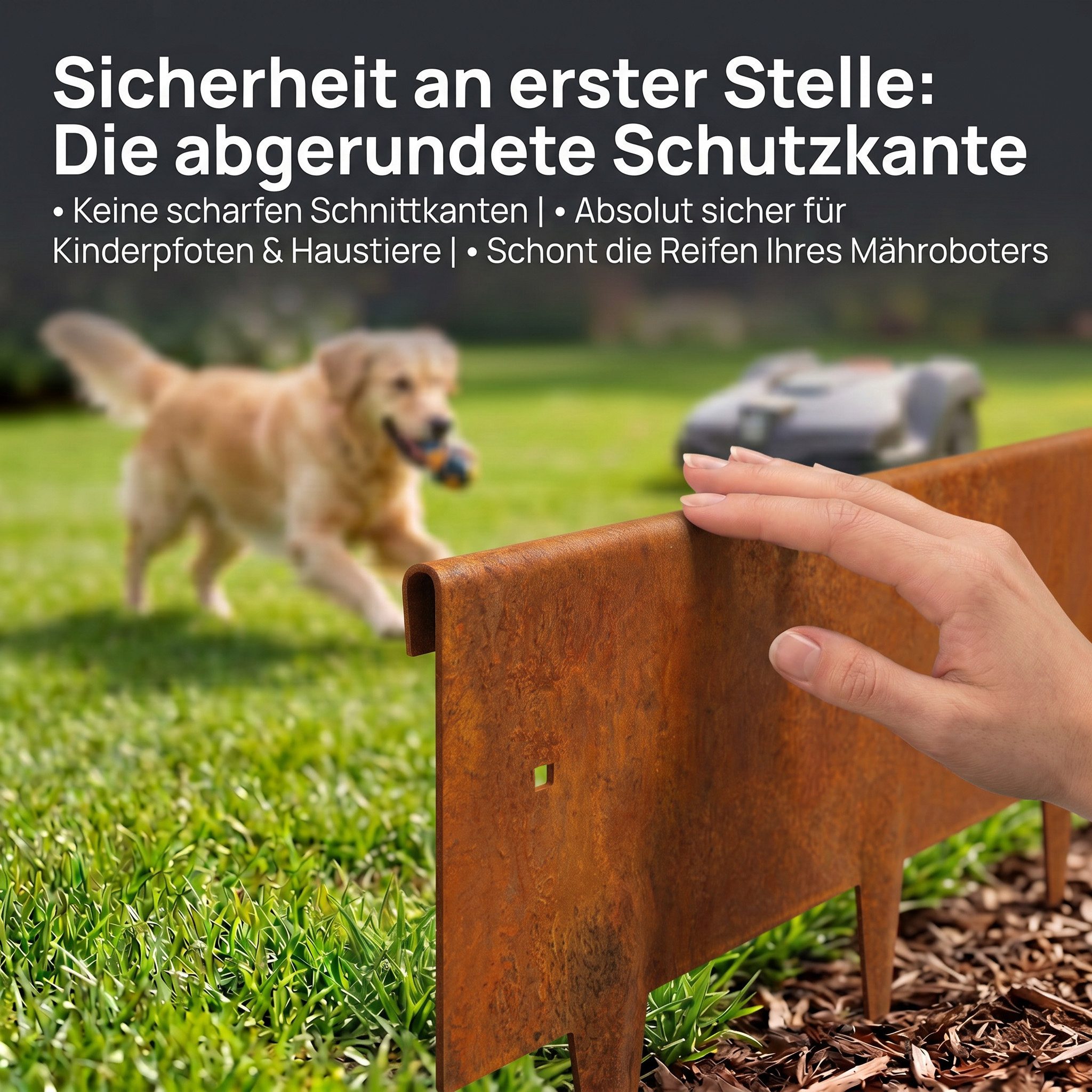 PEACOCK Garden SupportS Rasenkante Rasenkante corten 10m – robuste Beeteinfassung 24cm hoch – Bild 2 von 5