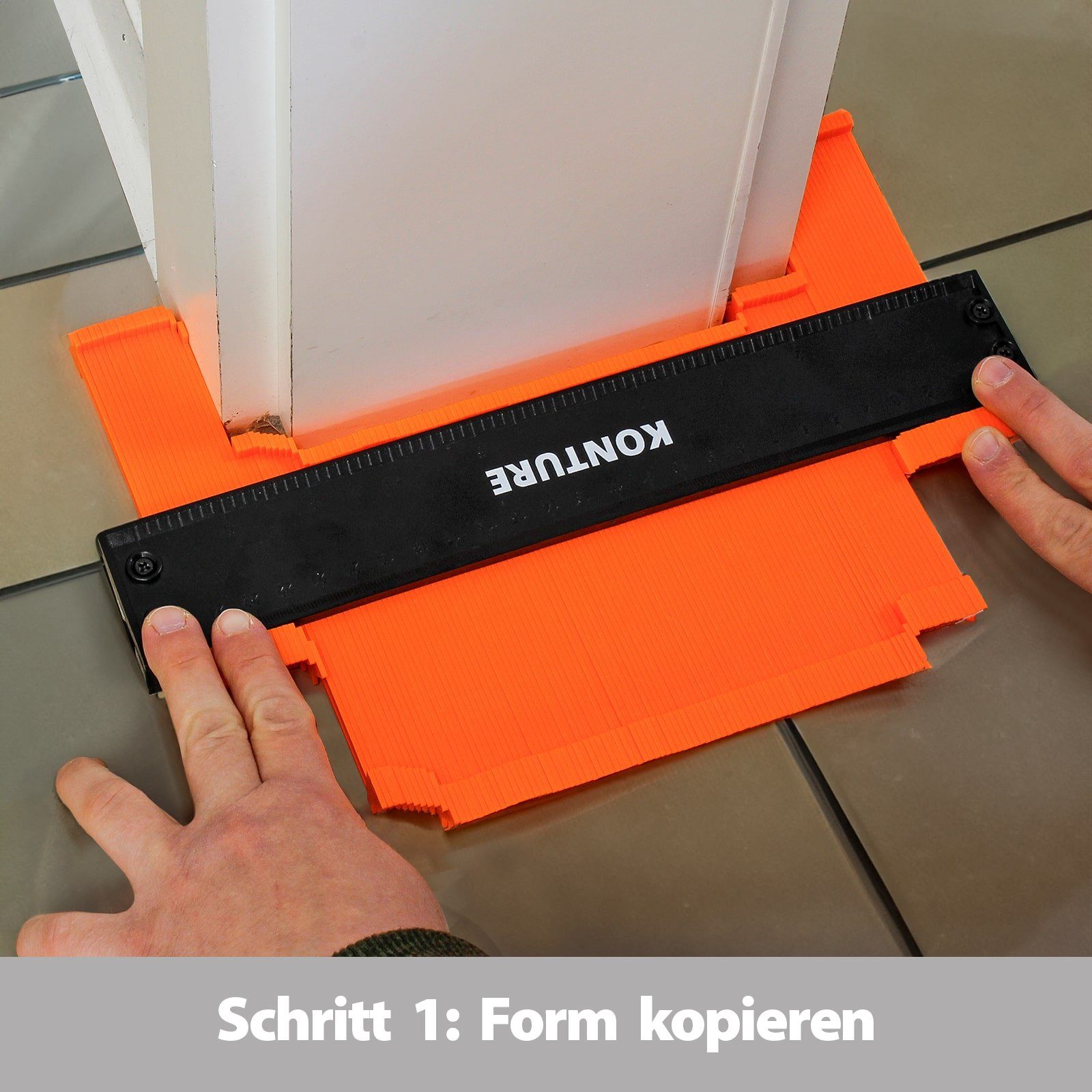 EAXUS Konturenlehre Profi Konturenschablone mit Feststeller - Schnittverläufe Übertragen, max. 248,00 mm, 1-St., Widerstandsfähig, Langlebig. Mit integriertem Lineal