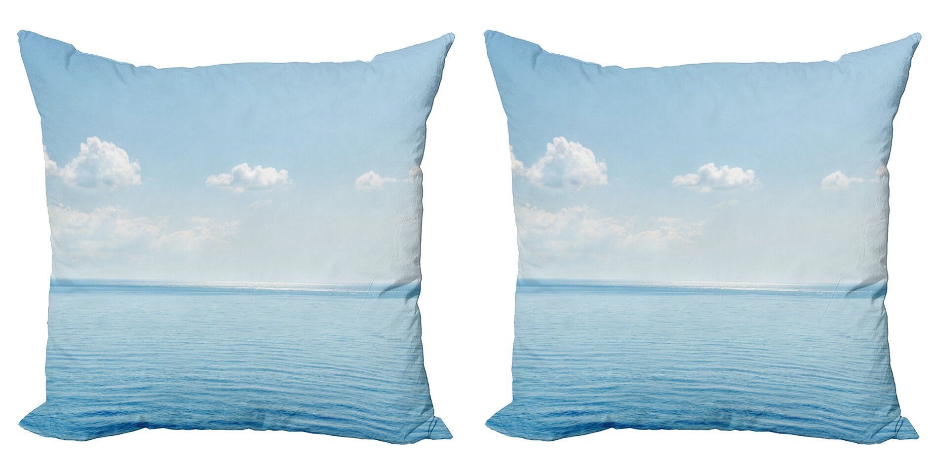 Blau Landschaft Kissenbezüge tropische Accent Stück), (2 Abakuhaus Digitaldruck, Weiss Doppelseitiger Modern