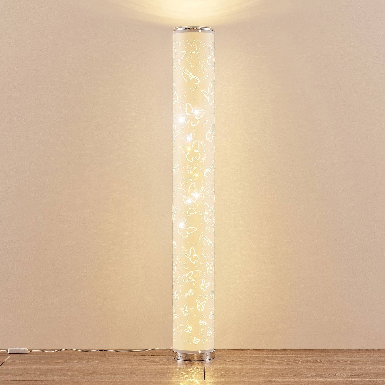 Lindby LED Stehlampe Tarlin, LED-Leuchtmittel fest verbaut, warmweiß,  Modern, Polypropylen-Folie, Kunststoff, weiß, chrom, silber, 1, Erhalten  Sie diese hochwertige Qualitätslampe vom namhaften Hersteller!