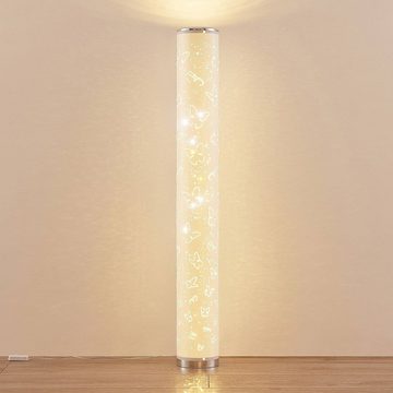 Lindby LED Stehlampe Tarlin, LED-Leuchtmittel fest verbaut, warmweiß, Modern, Polypropylen-Folie, Kunststoff, weiß, chrom, silber, 1